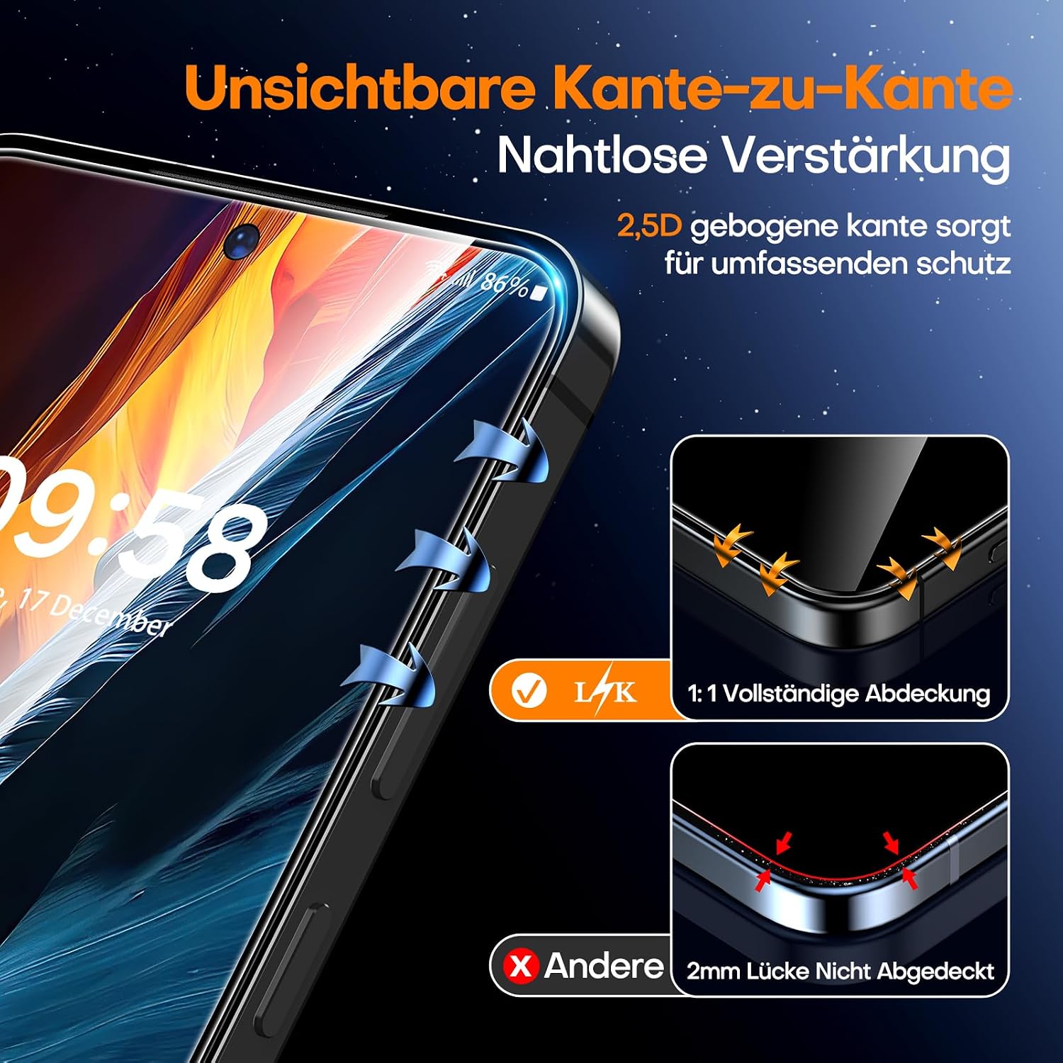 Detalle 2 de LϟK Samsung Galaxy S25 Panzerglas 6,2 Zoll
