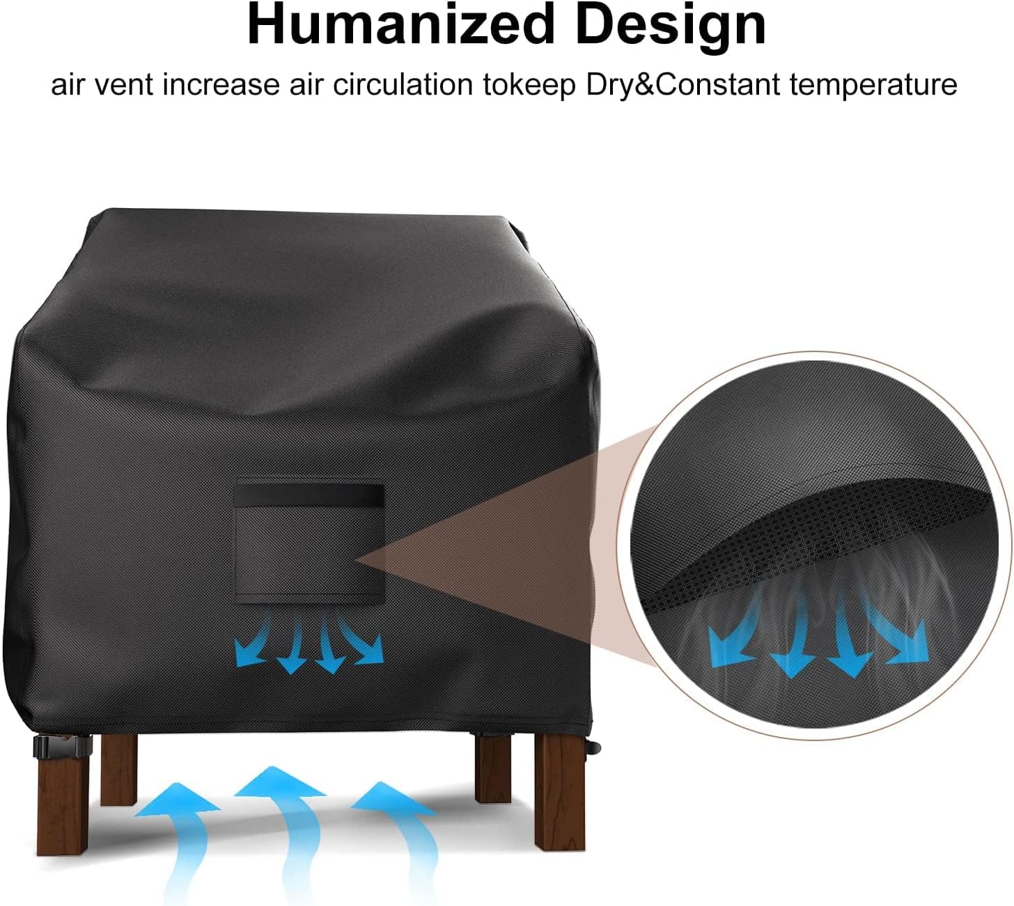 Detalle de Mrrihand 36" x 37" x 36" Waterproof Patio Chair Covers, Black, 2-Pack