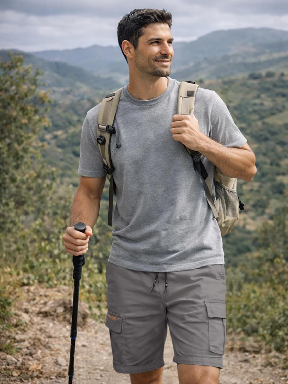 Detalle de JMIERR Cargo-Shorts Herren aus Baumwolle mit Taschen – kurze Freizeithose für Sommer, Sport und Alltag