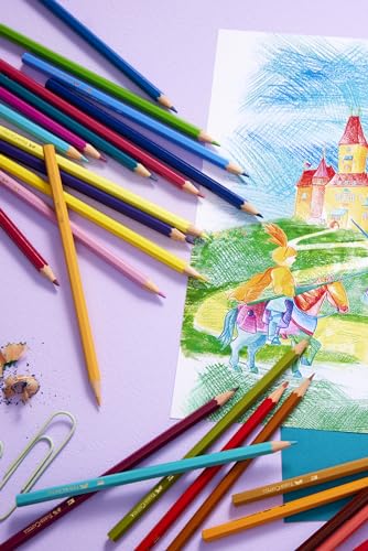 Detalle de FABER-CASTELL Coffret Castle, 60 crayons de couleur – Crayons en bois à mine de 3,6 et forme hexagonale
