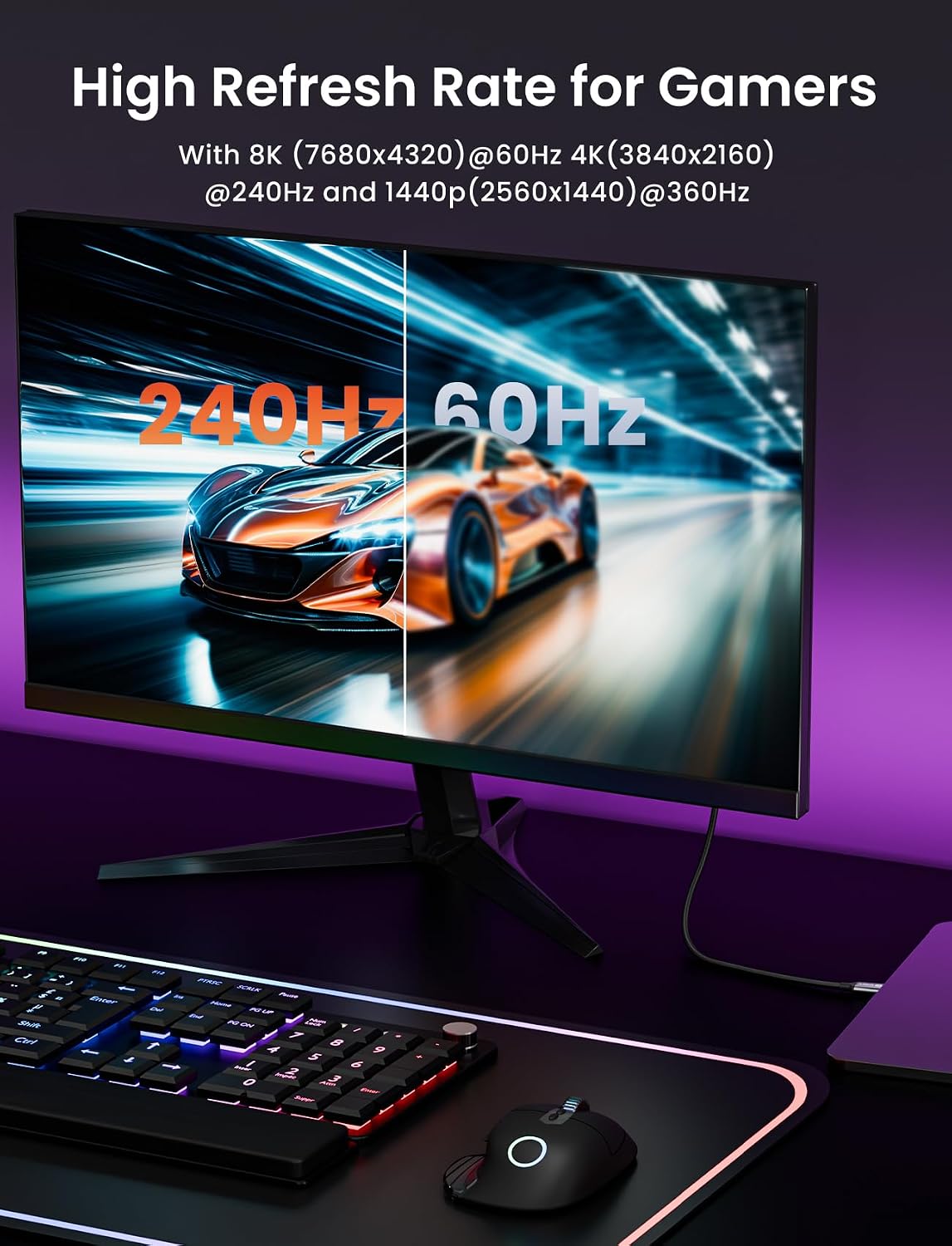 Detalle de VIOY USB-C to DisplayPort Cable 3m (Unidirectional) – USB-C to DP 1.4 8K@60Hz / 4K@240Hz