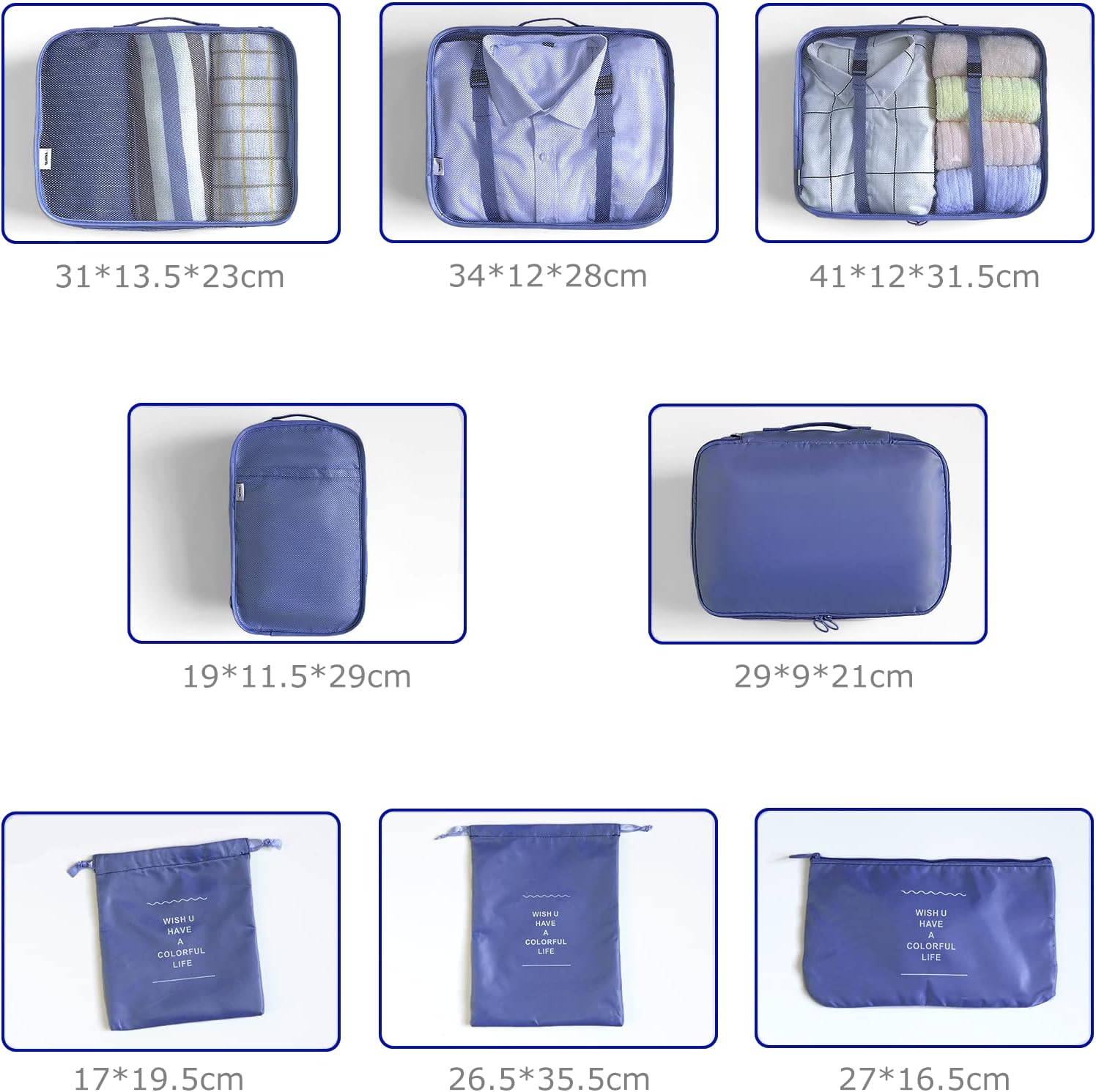 Thumbnail 3 de BillyBath Koffer Organizer Set – 8-teiliges Packing Cubes Reise-Organizer Set Navy