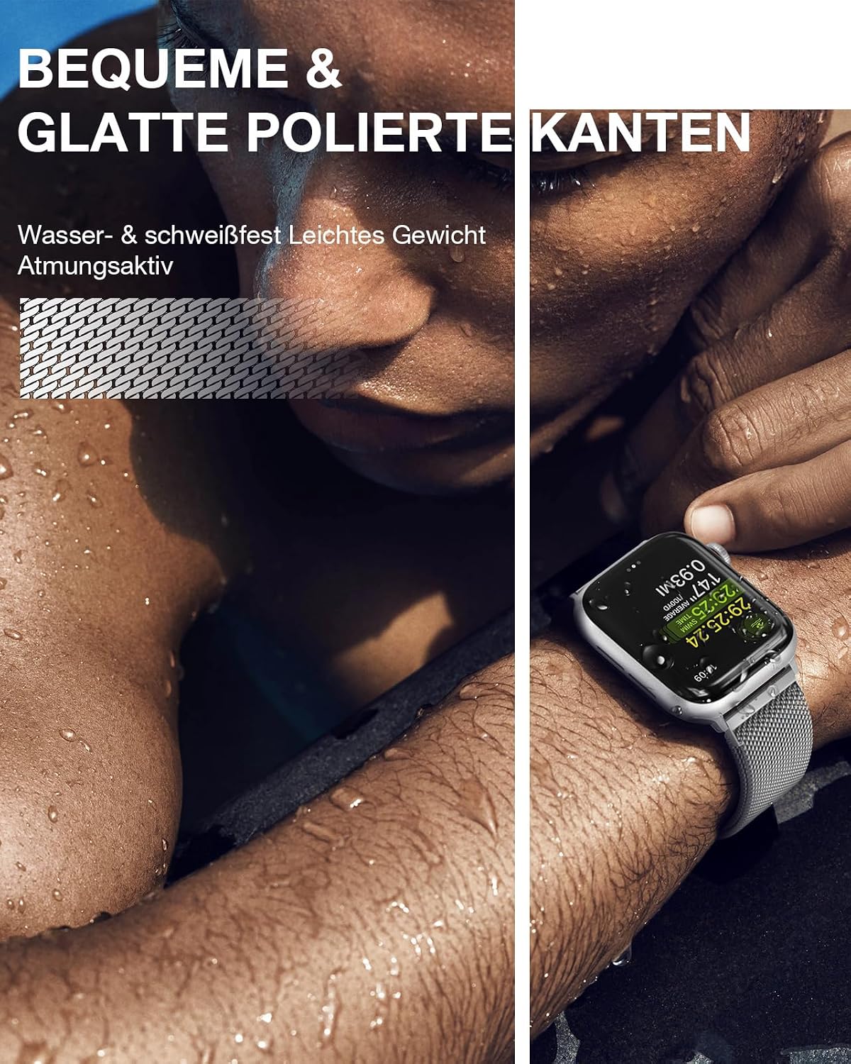 Detalle de OULUOQI Cinturino di ricambio in acciaio inox per Apple Watch: stile milanese e magnetico