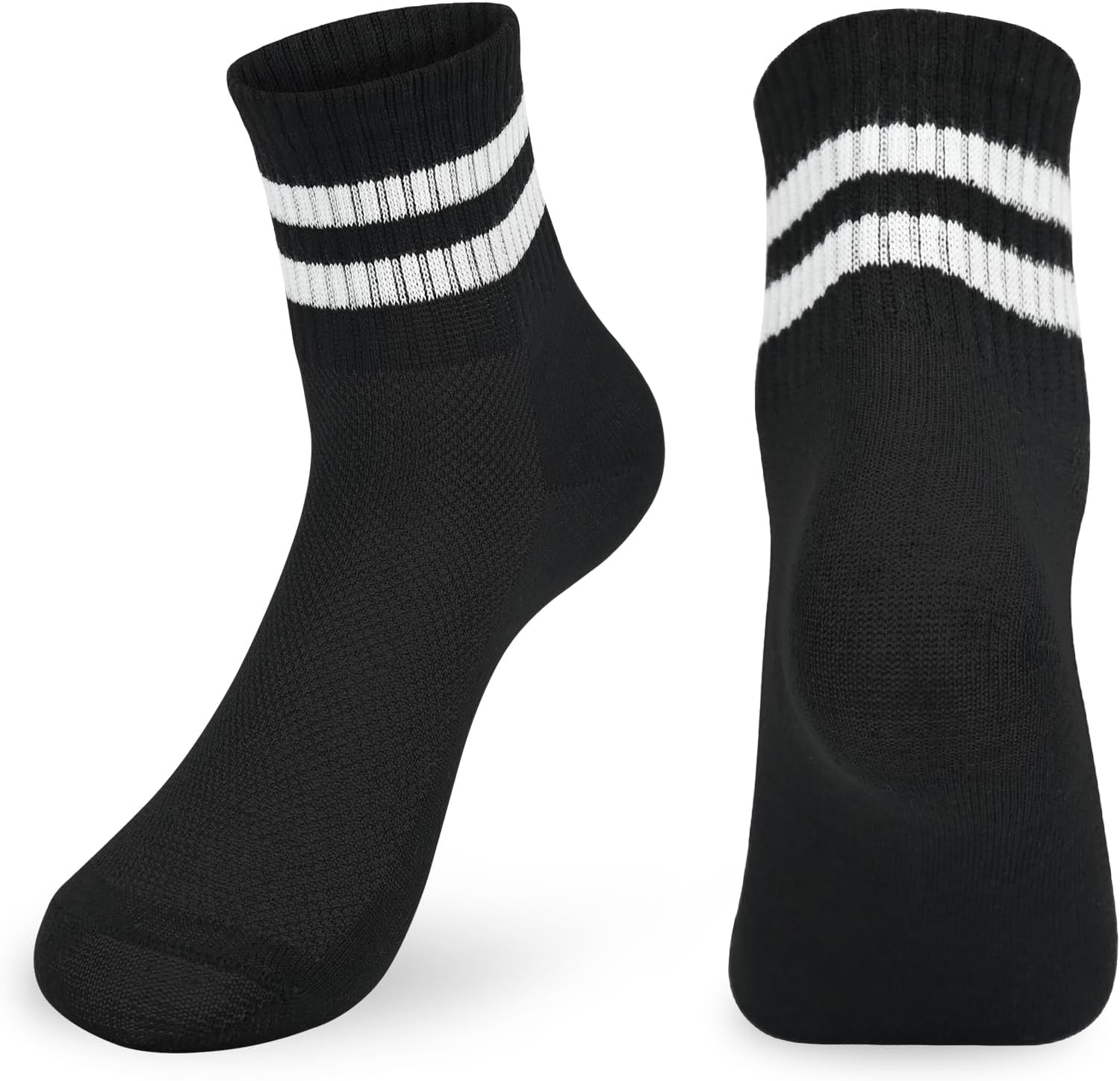 Thumbnail 5 de ouhos 6 Pairs School Socks (Age 6–12) – White/Black Cotton Rich Striped Crew Socks