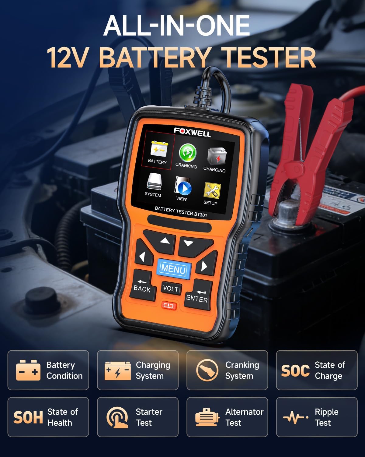 Detalle 2 de FOXWELL BT301 Car Battery Tester 12V