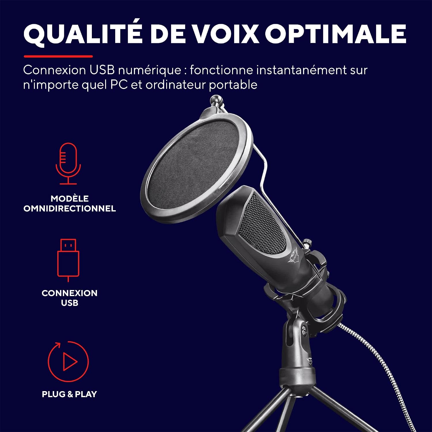 Detalle 2 de GXTrust Mantis Micro Streaming USB – Microphone Professionnel Gamer (Noir)