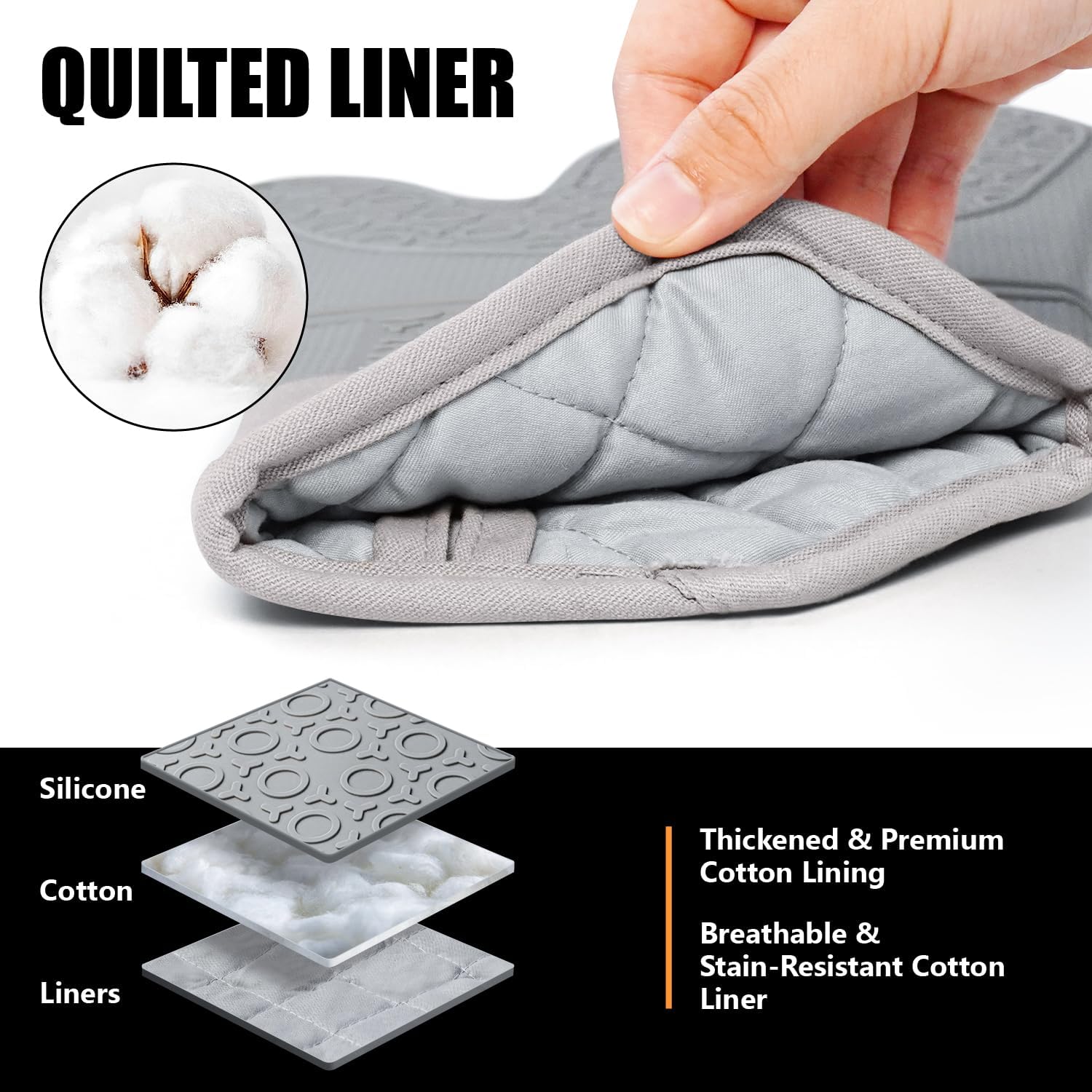 Detalle 2 de Rorecay 15-inch Silicone Oven Mitts Set