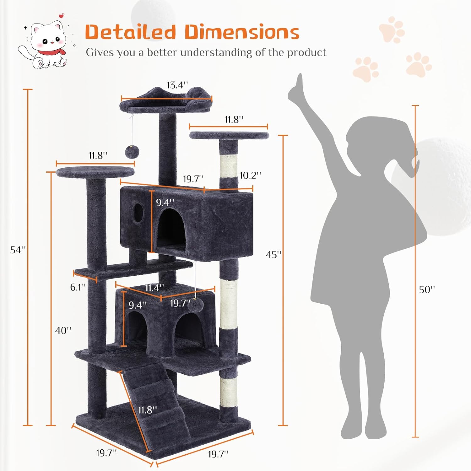 Thumbnail 6 de Aidoly Cat Tree 54-Inch