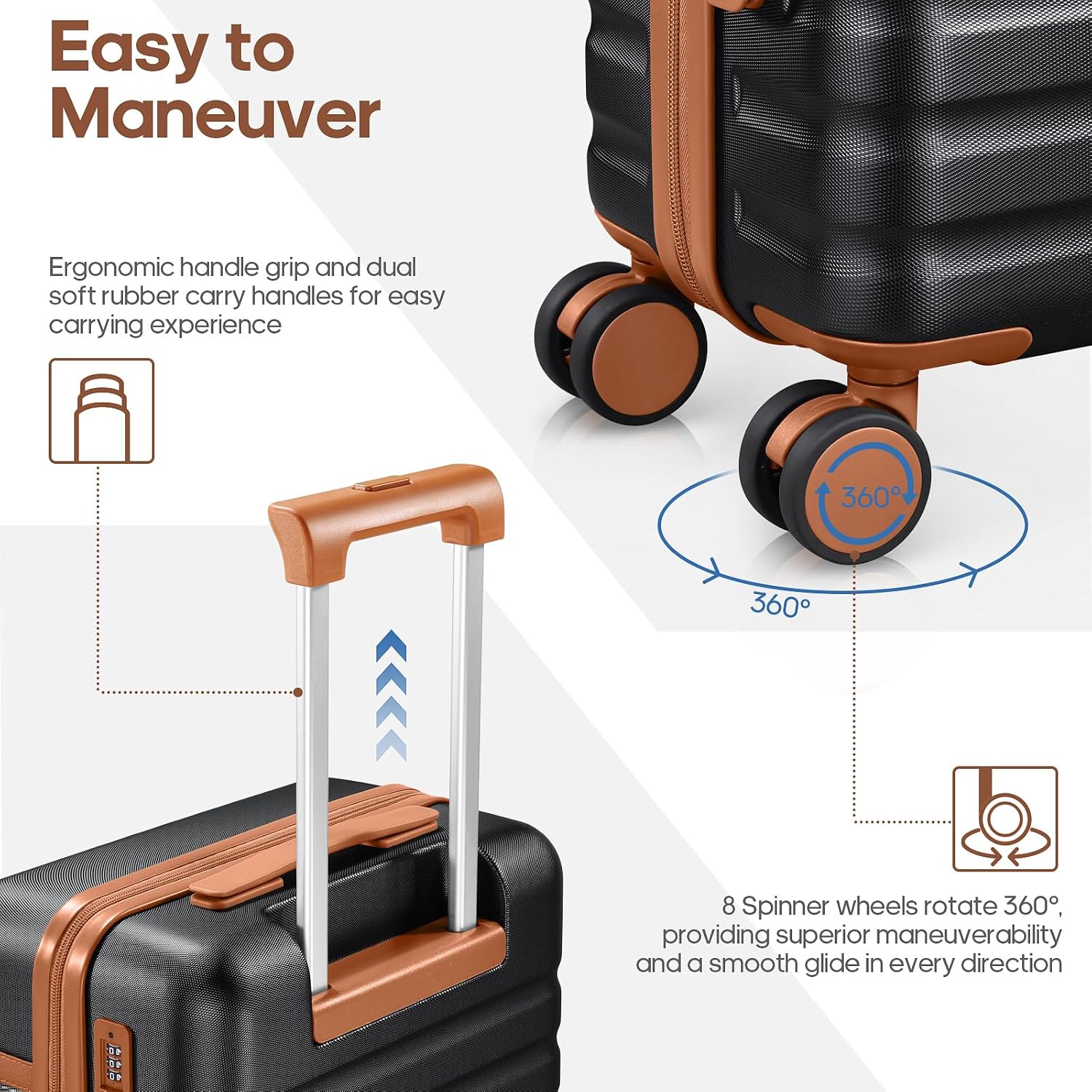 Thumbnail 2 de UKEIN Luggage Sets 3-Piece Carry-On Set (20-In Spinner Hardshell + Travel Backpack + Toiletry Bag) with TSA Lock