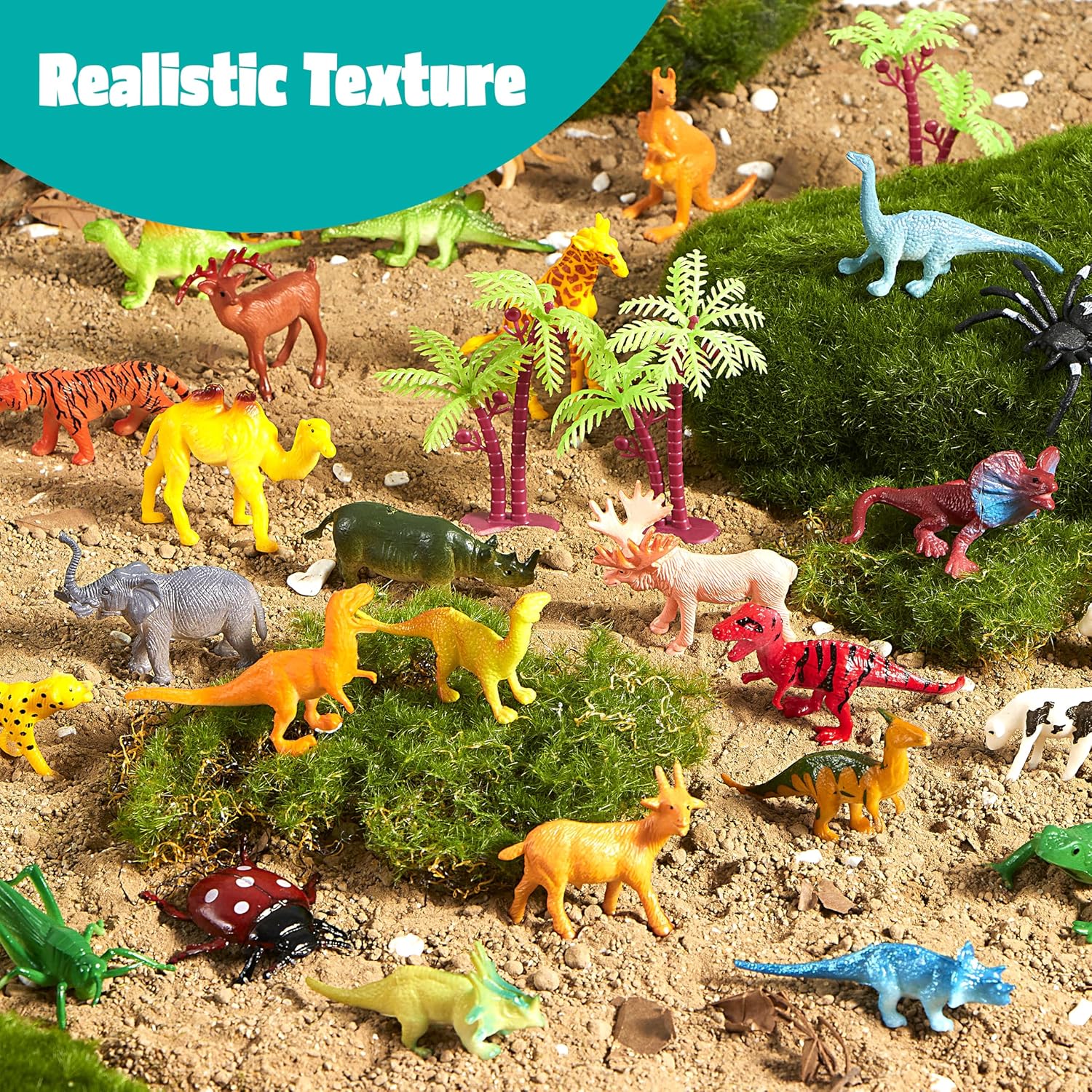 Detalle de JOYIN 69 Pcs Small Animal Figures: A Versatile Mini Jungle Toy Set for Imaginative Play