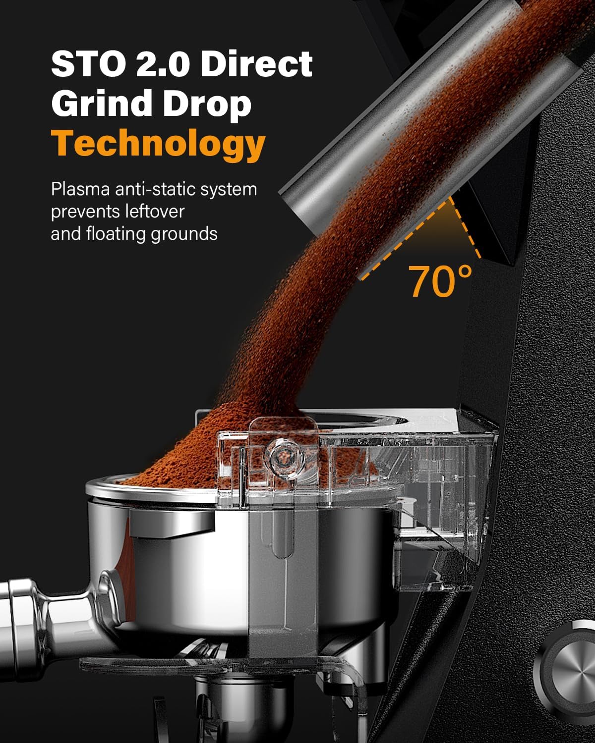 Detalle de SHARDOR 64mm Burr Coffee Grinder — Electric, 100-Setting Precision for Home and Pros