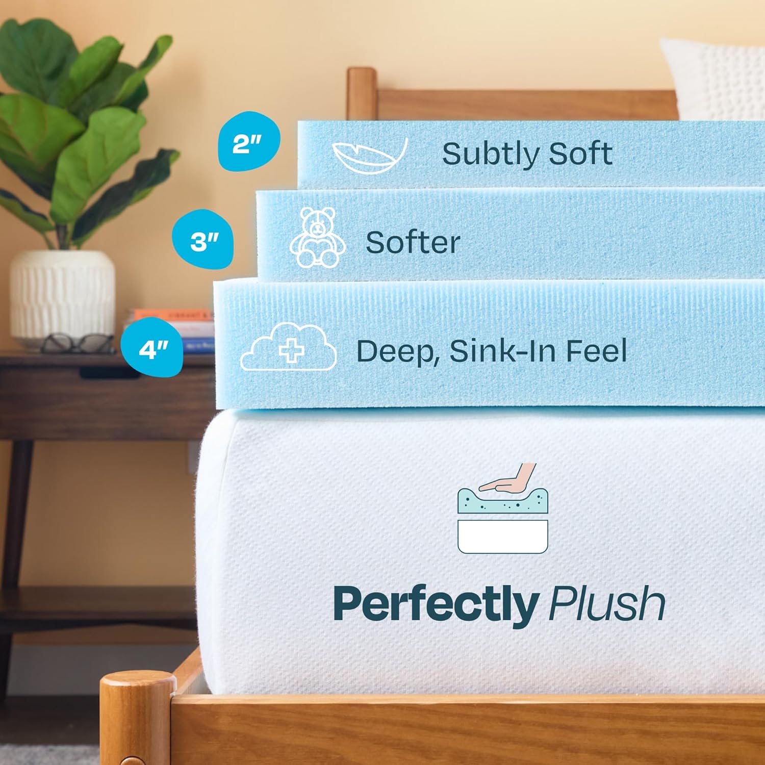 Detalle de Linenspa Memory Foam Mattress Topper, Twin XL (3 Inch) – Gel-Infused Plush Comfort with Cooling