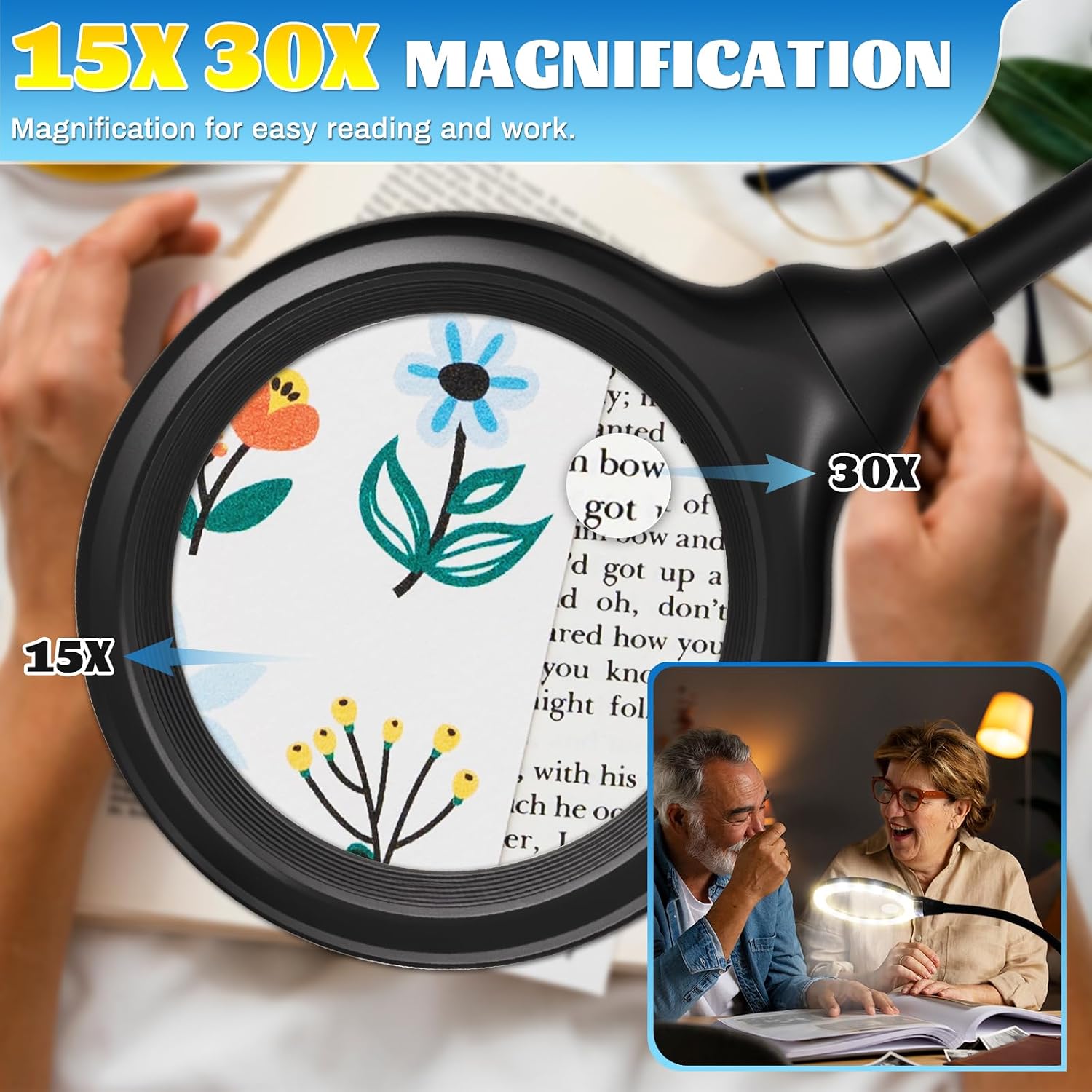 Detalle 2 de Magnifying Glass with Light 15X