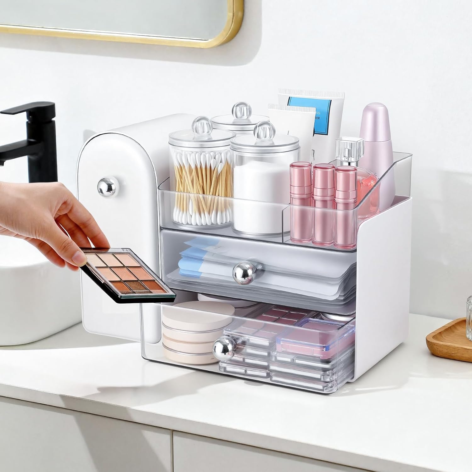 Thumbnail 5 de TRQWRO Makeup Organizer: Large Vanity Storage with Pull-Out Brush Holder