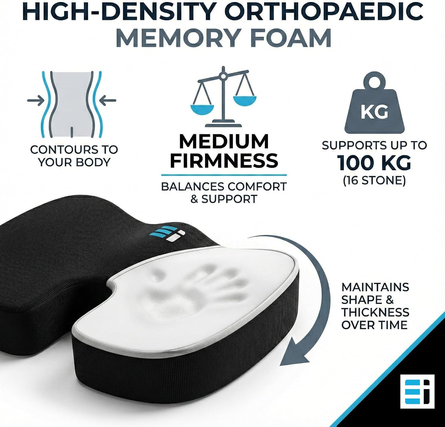 Detalle de Memory foam coccyx cushion 45x35x7cm