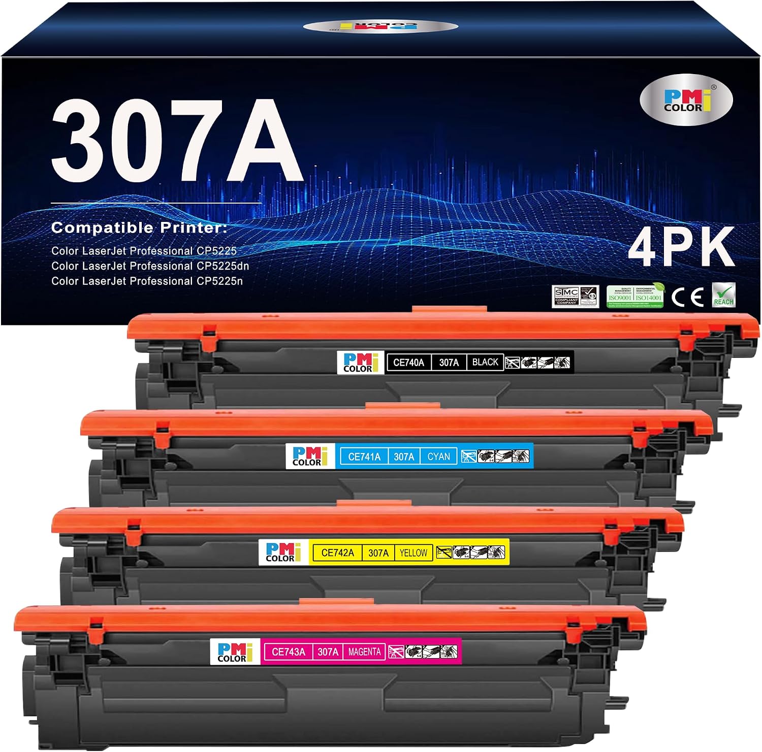 Detalle de HP 307A compatible toner cartridge set