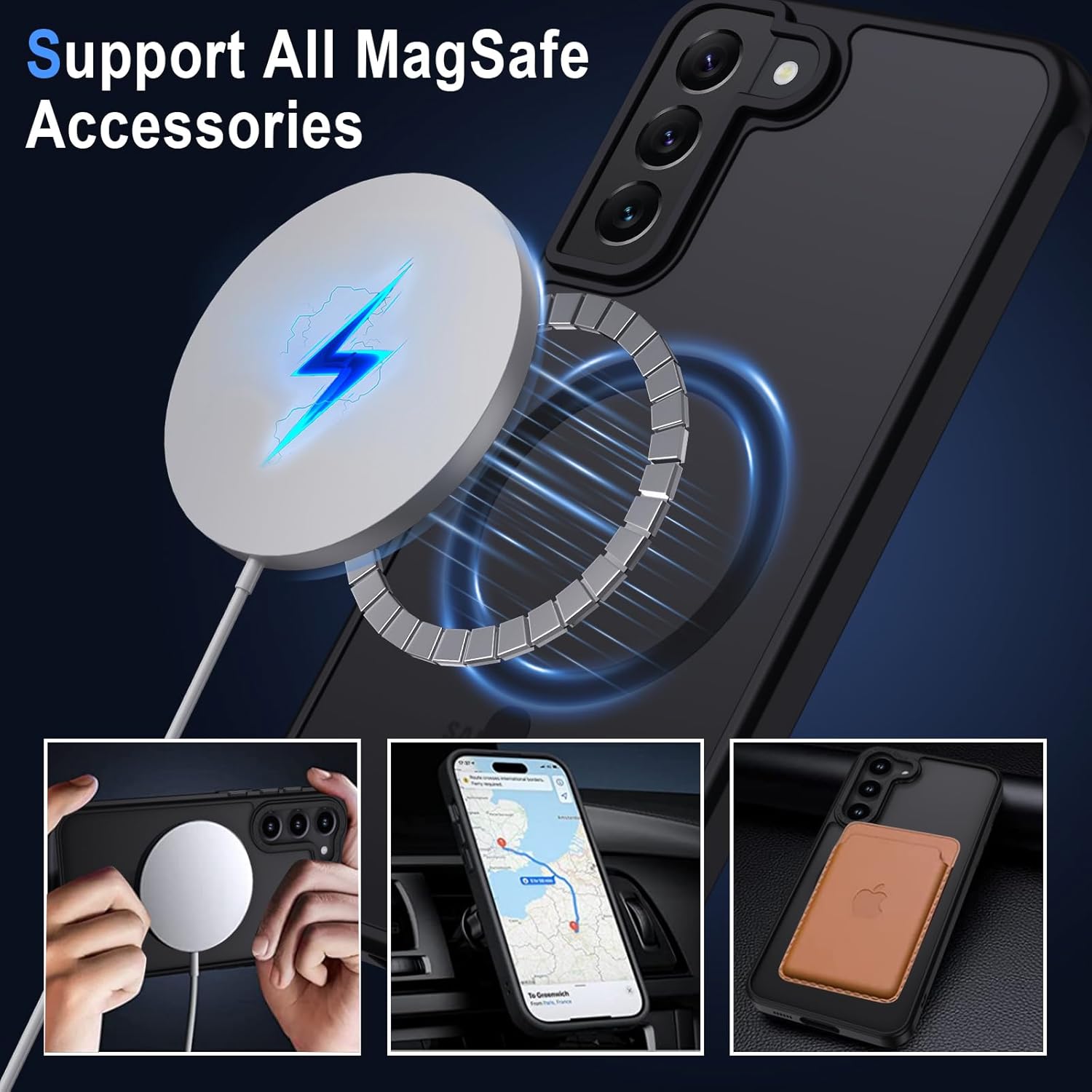 Thumbnail 1 de XTCASE Coque magnétique pour Samsung Galaxy S22 Plus 5G – Noir translucide, protection TPU/PC