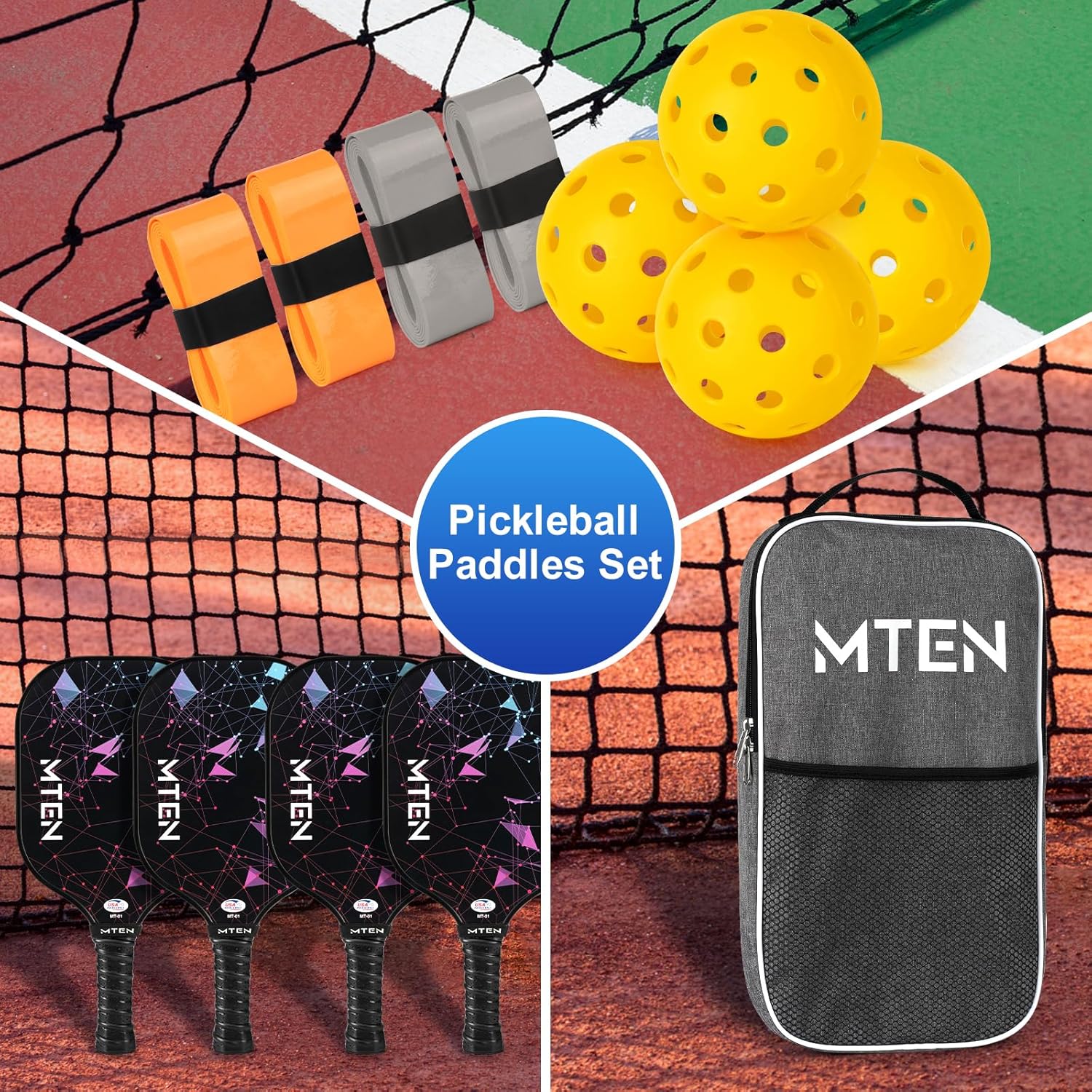 Thumbnail 5 de USAPA-Approved Fiberglass Pickleball Paddle Set (2, 4, or 1) with Polypropylene Core