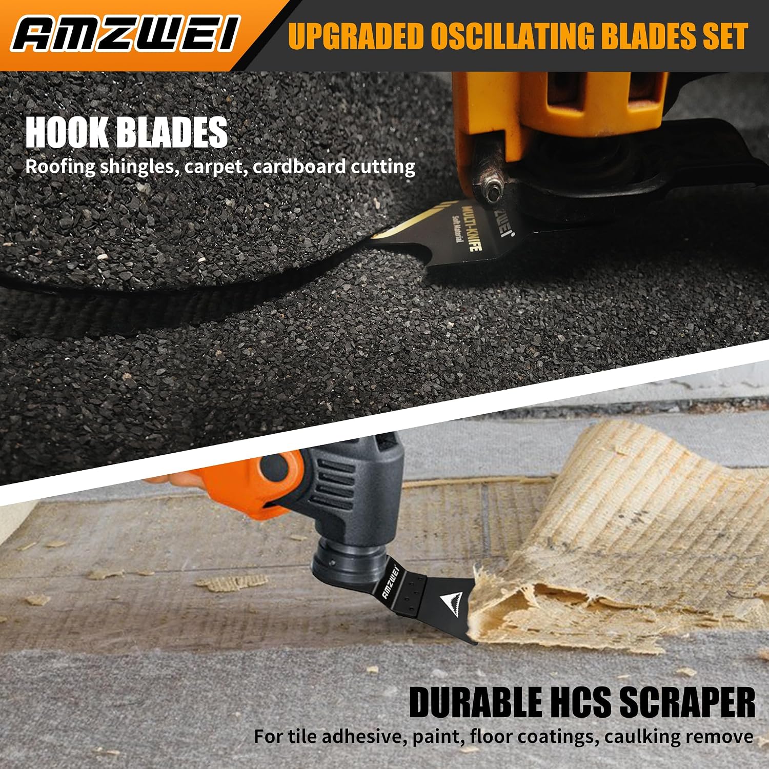 Detalle de AMZWEI JP038 153-Piece Oscillating Tool Blade Set with Titanium Blades