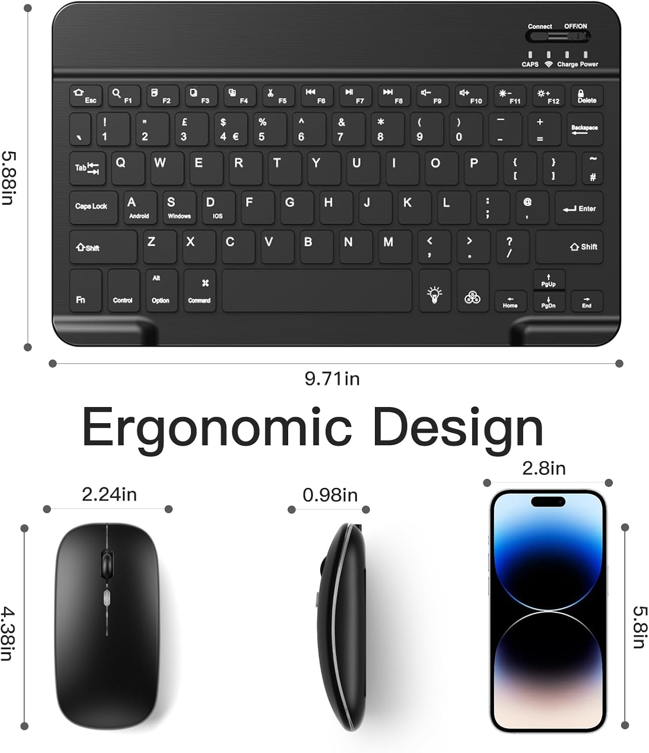 Thumbnail 4 de Vobafe Bluetooth keyboard and mouse set UK layout