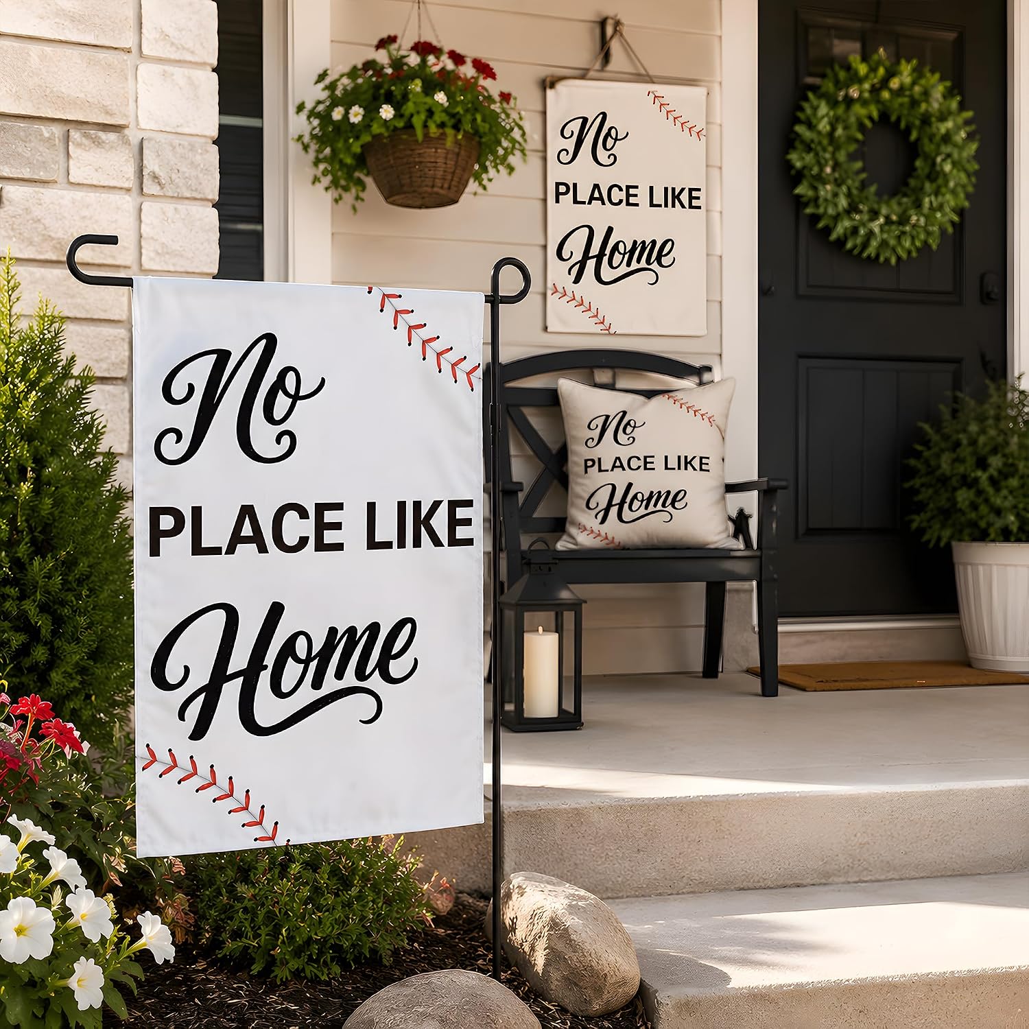Detalle 1 de OHOME Baseball Garden Flag, 12 x 18-Inch Double-Sided Polyester