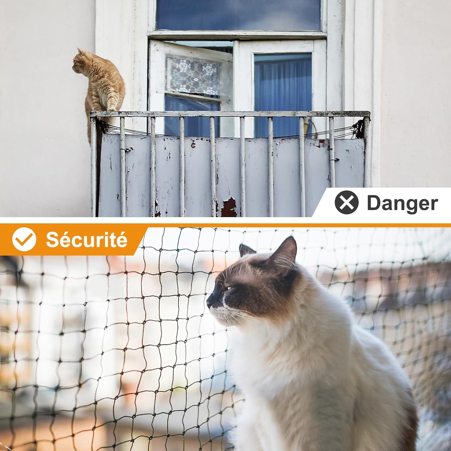 Thumbnail 6 de Aystkniet Filet Balcon Renforcé – filet de protection chat multi-tailles (2×3 m à 16×3 m, 3×2 m etc.)