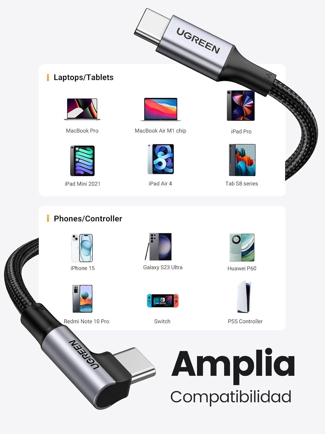 Thumbnail 6 de UGREEN Cable USB C 100W PD 3.0 - Carga Rápida ⚡