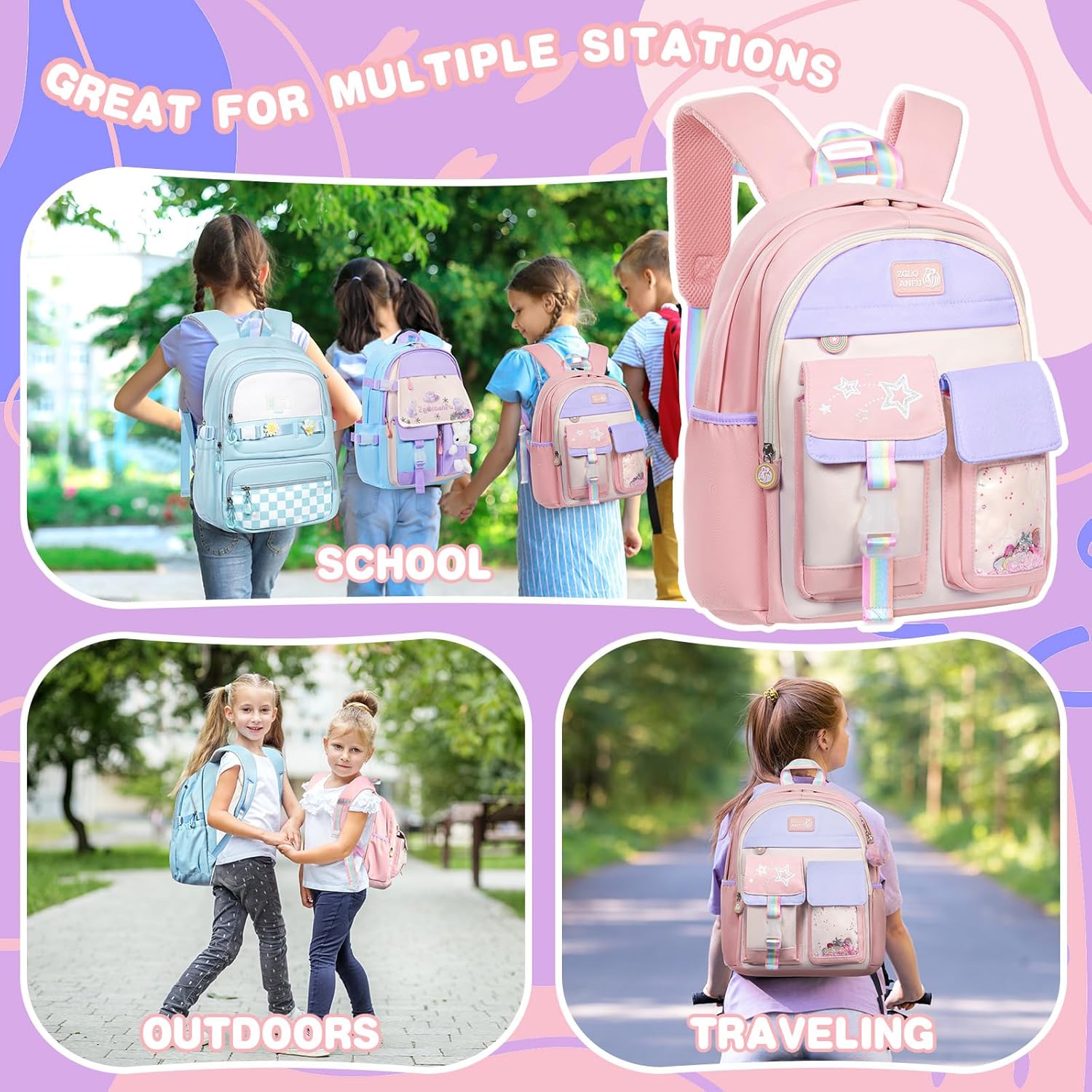 Thumbnail 5 de Aucuu Sac à Dos Enfant - Cartable Maternelle et Primaire, 19 L, Imperméable, pour Fille