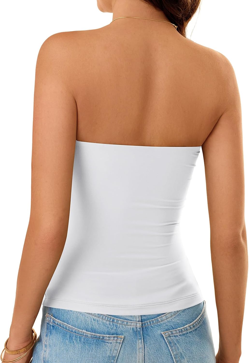Detalle de GKBK Women's Strapless Crop Top with Built-in Bra — Y2K Summer Tube Tank