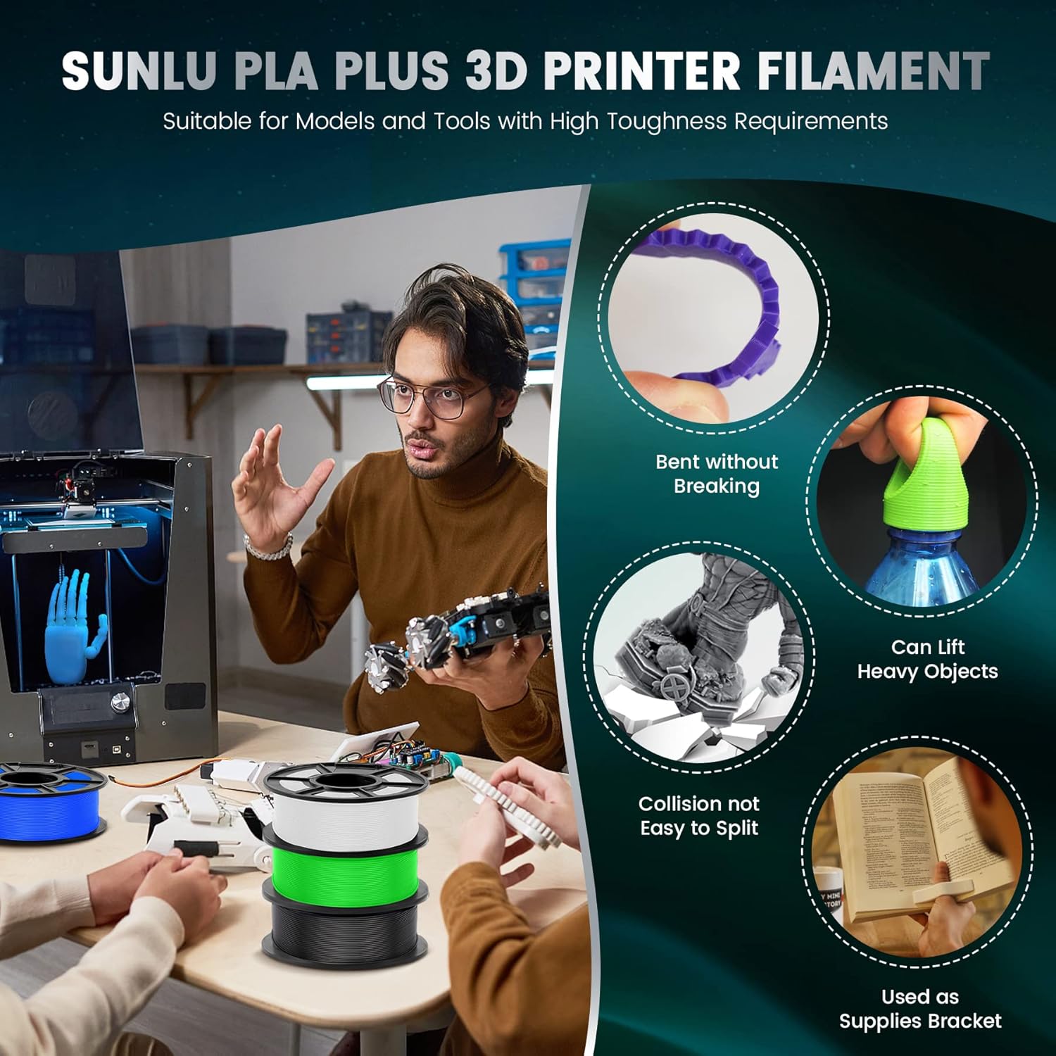 Thumbnail 3 de SUNLU PLA+ Filament 1 kg für 3D-Druck 🧵