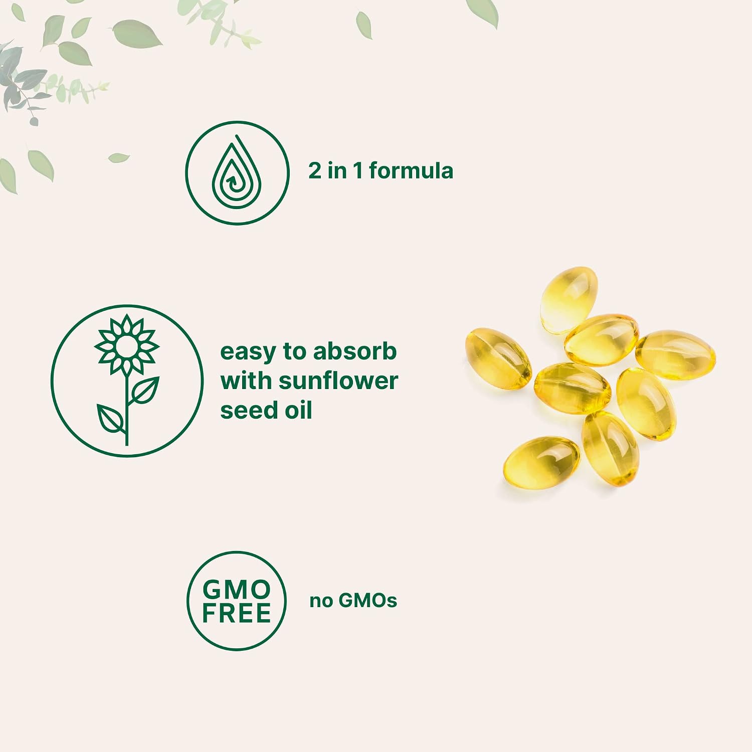 Detalle de Micro Ingredients Vitamin D3 + K2 Supplement, 300 Softgels