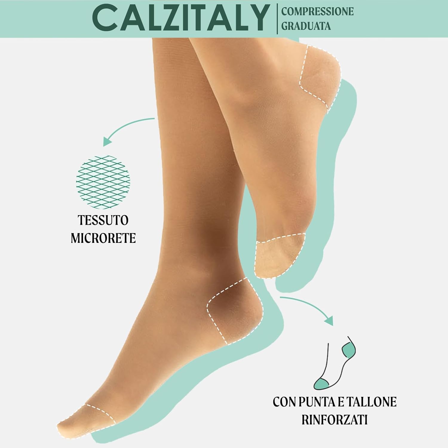 Detalle 2 de CALZITALY PACK 1/2 Gambaletti Compressione Forte 140 DEN 15-21 mm/Hg – Made in Italy