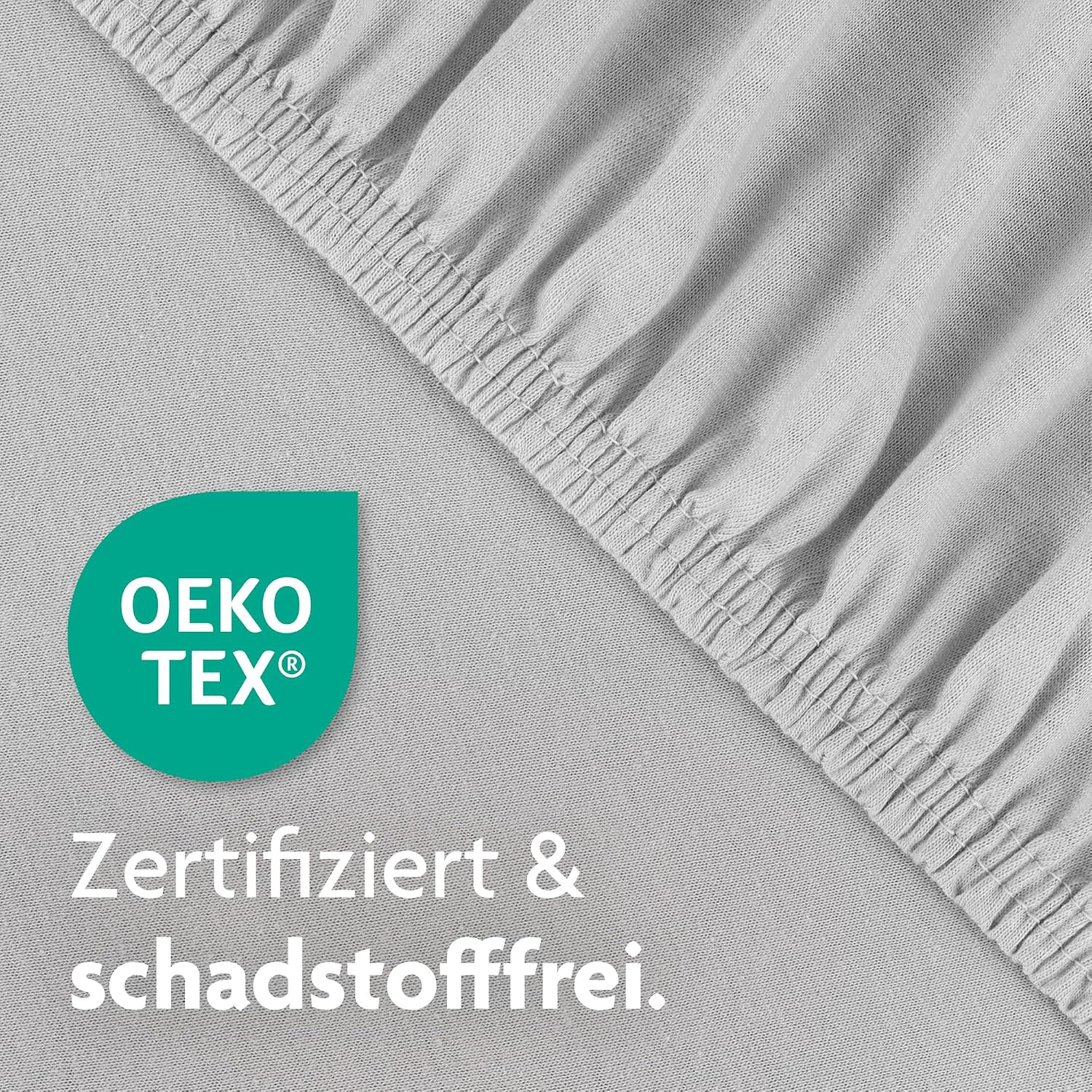 Detalle 2 de Julius Zöllner hoeslaken voor babybed, jersey in lichtgrijs, 60 x 120 of 70 x 140 cm