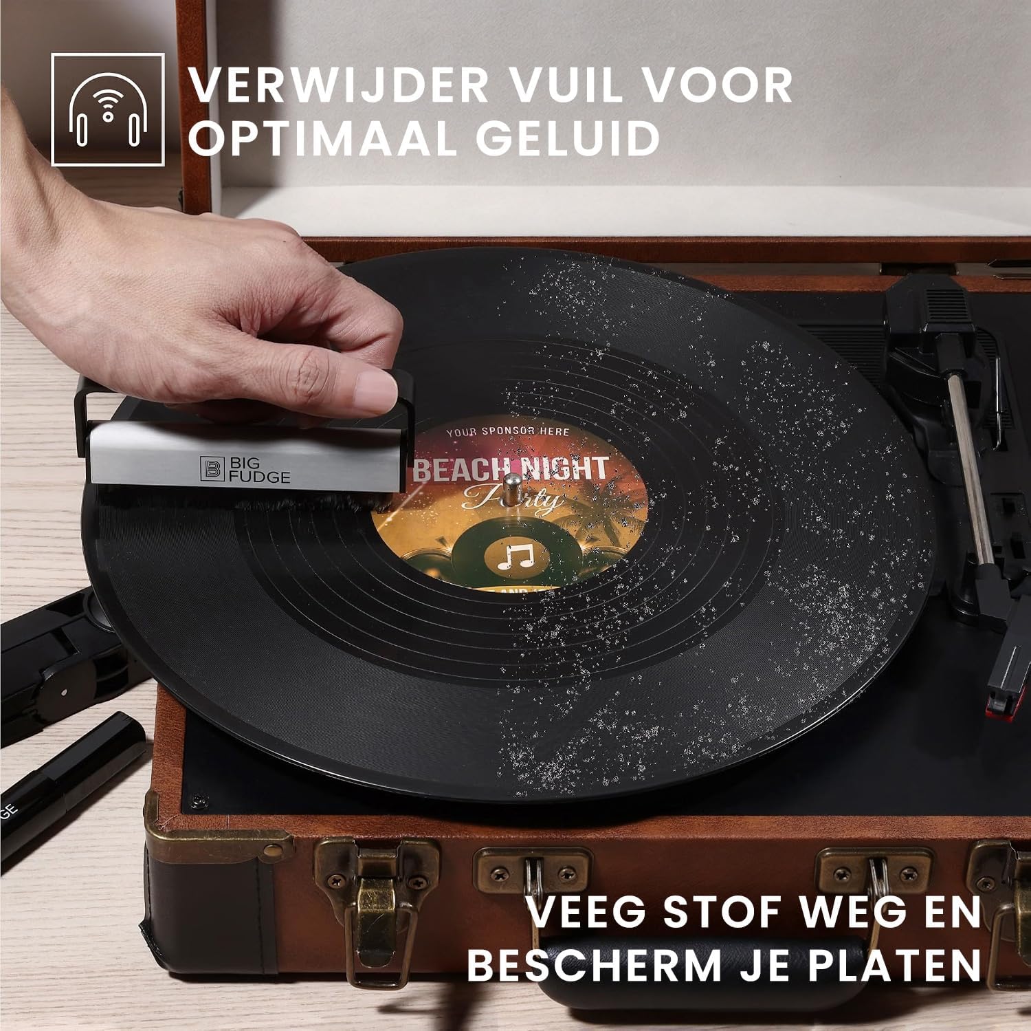 Thumbnail 2 de Big Fudge 6-in-1 vinylplatenreinigingsset met koolstofvezelborstel en houder