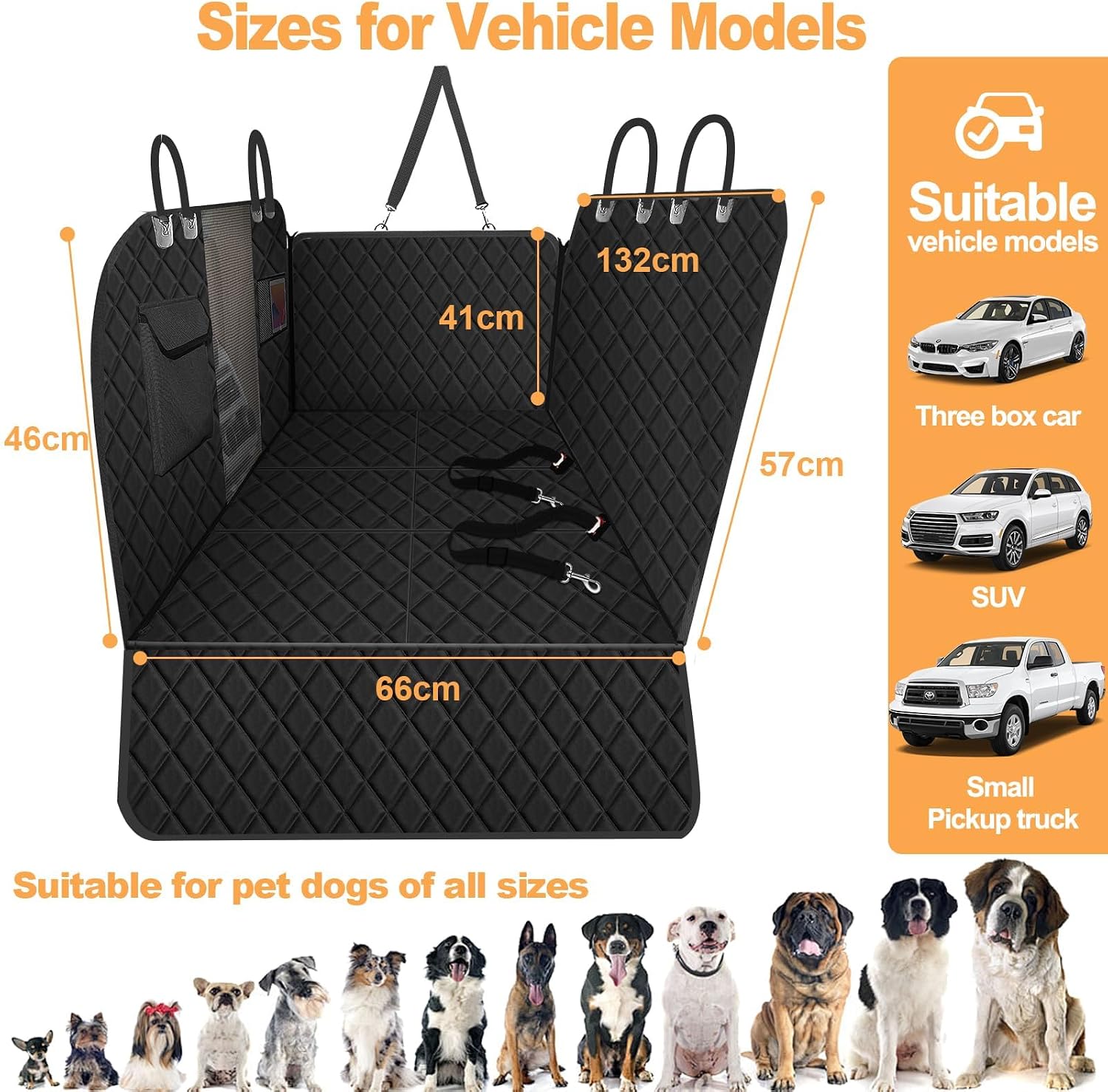 Detalle de Reiseresa Dog Car Seat Cover, 51.97 x 25.98 inch