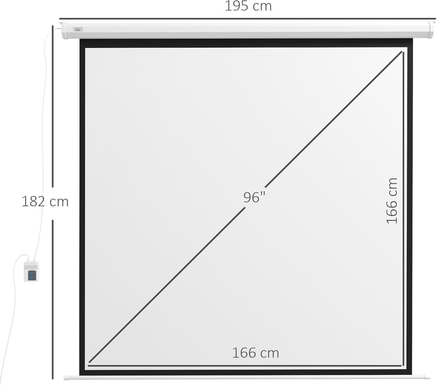 Thumbnail 6 de HOMCOM Écran vidéoprojecteur motorisé 96 pouces (format 1:1) 4K HD – montage mural ou plafond