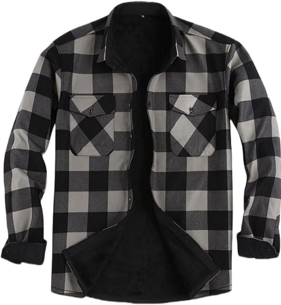 Thumbnail 6 de Miaikvs Men's Thicken Plaid Shirt Jacket with Sherpa Lining