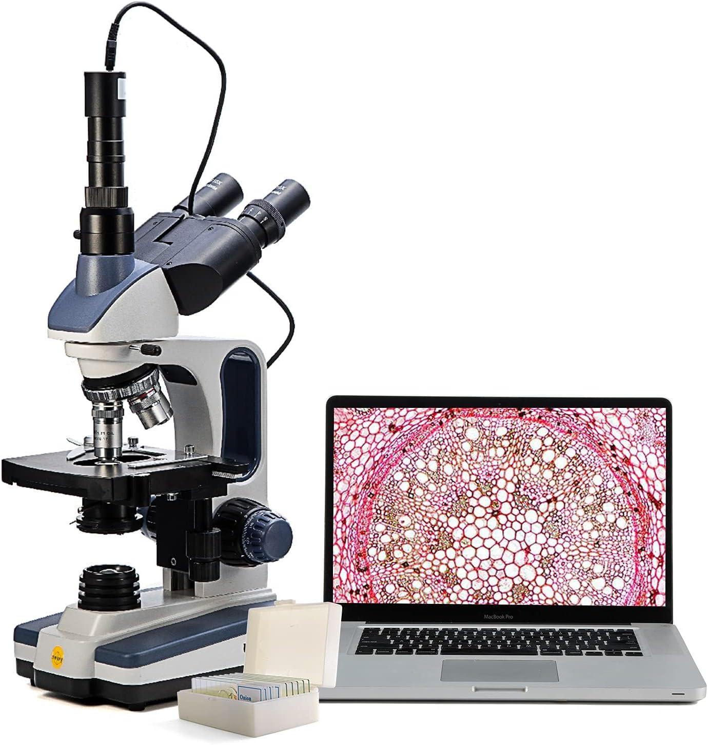 Detalle de Swift SW350T Compound Trinocular Microscope with 5.0 MP Camera and Included Slides
