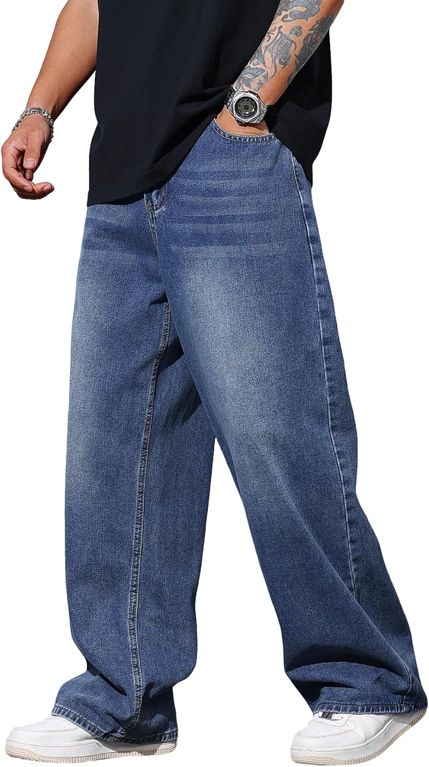 Thumbnail 6 de Zewool Herren Baggy Jeans Y2K – Weit geschnittene Denim-Hosen mit irregularen Nähten