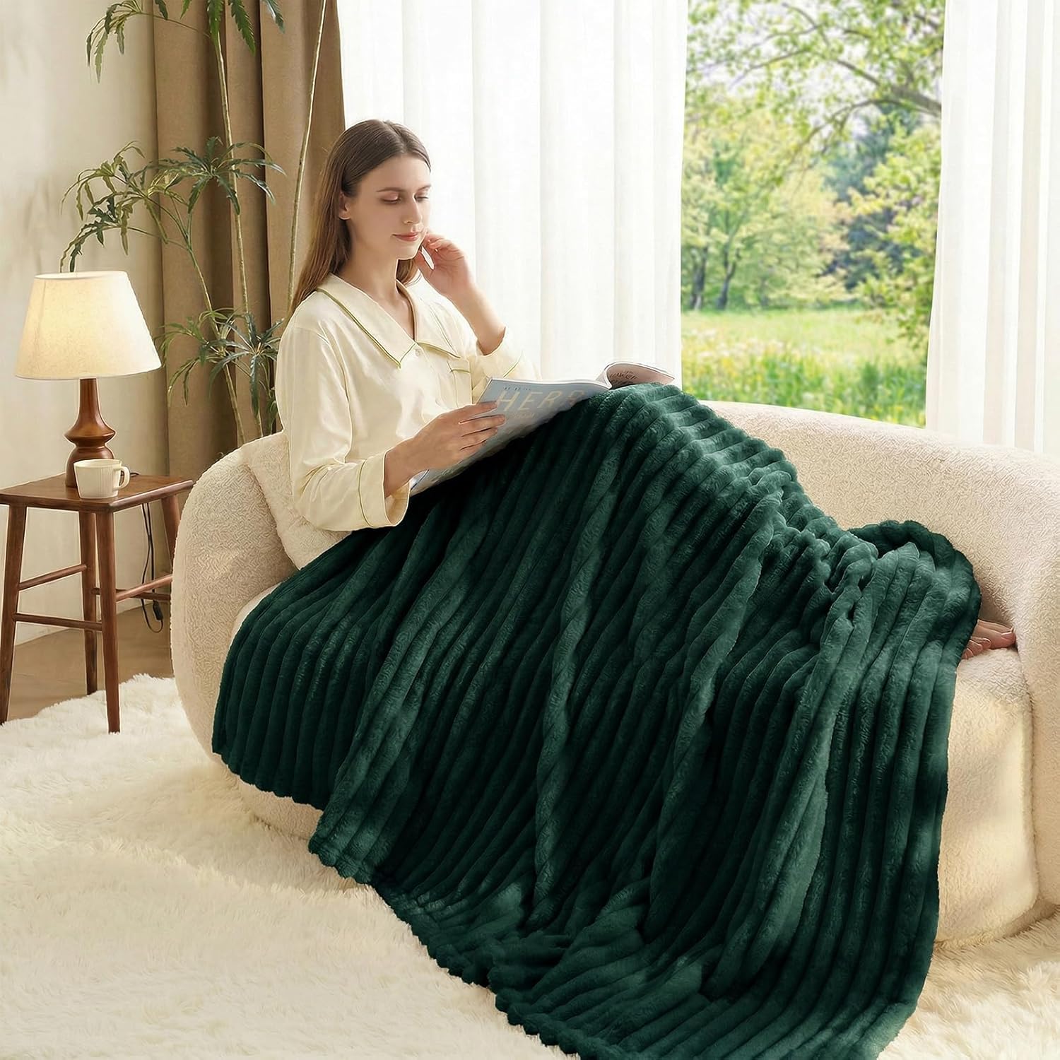 Thumbnail 5 de WAVVE Kuscheldecke Flauschig Decke 150x200 cm – Waldgrün, Microfaser-Flanell, gemütliche Couchdecke