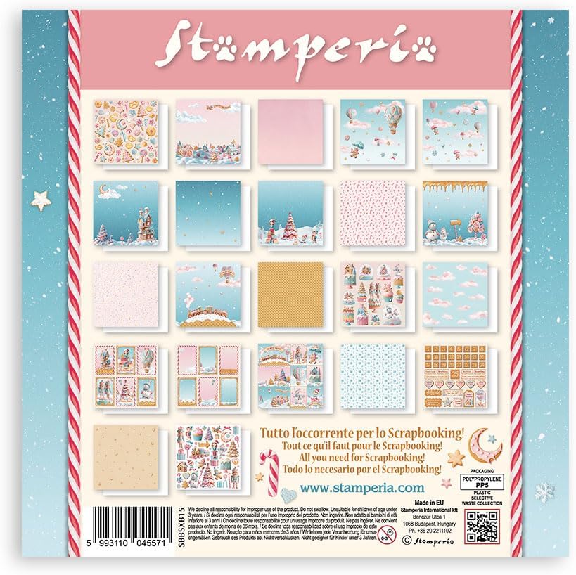 Thumbnail 1 de Stamperia Scrapbook Paper Pad „Candy Christmas“ (20,3 x 20,3 cm) – säurefreies Papier für Scrapbooking & Karten
