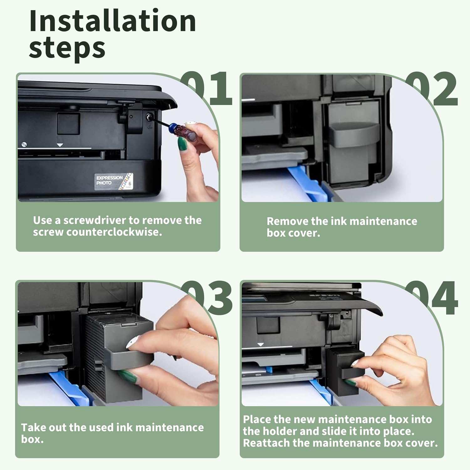Thumbnail 5 de Greenjob T3661 Maintenance Box Replacement for Epson: 2-Pack with Newest Chip