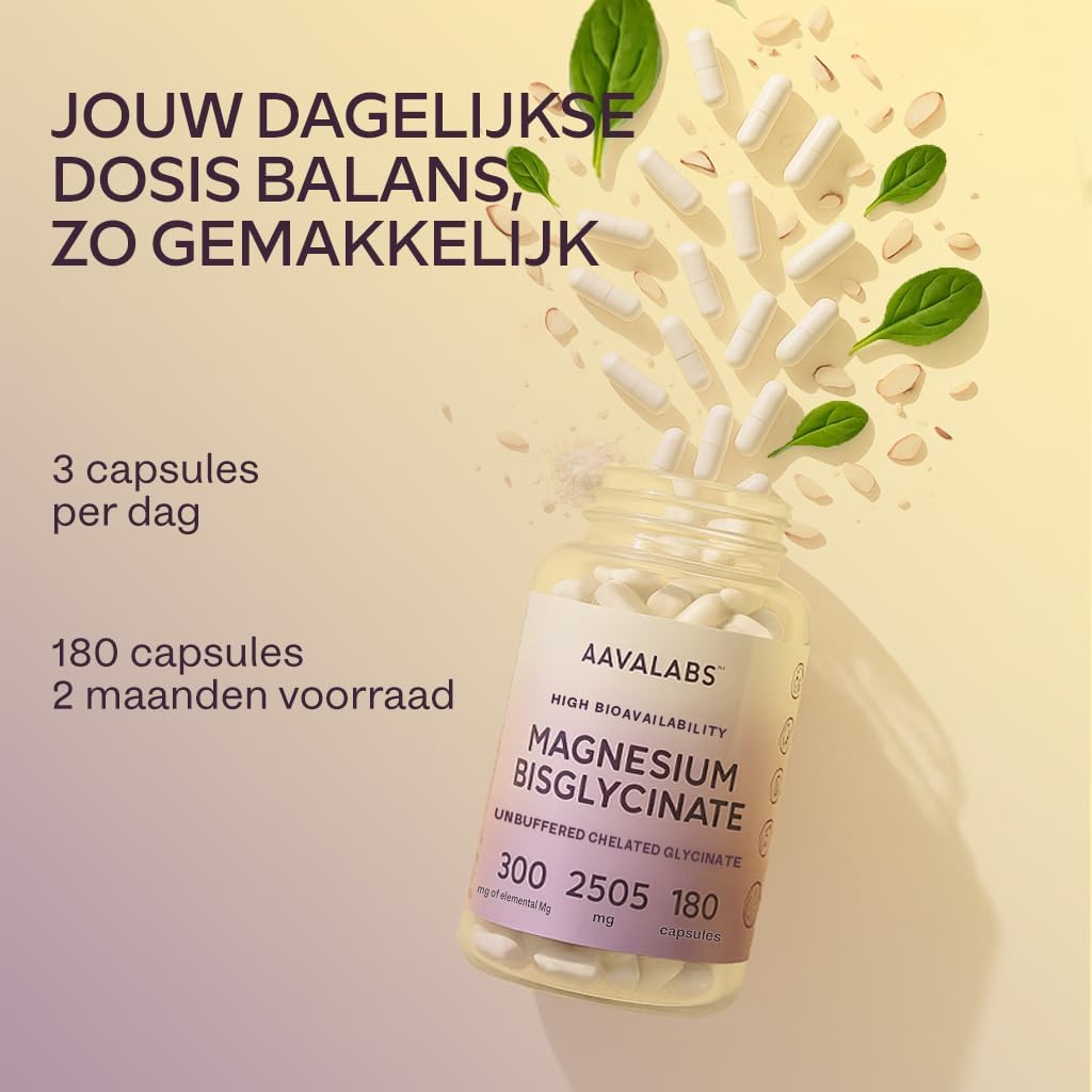 Thumbnail 6 de AAVALABS magnesiumbisglycinaat 2505 mg, 300 mg elementair, 180 capsules