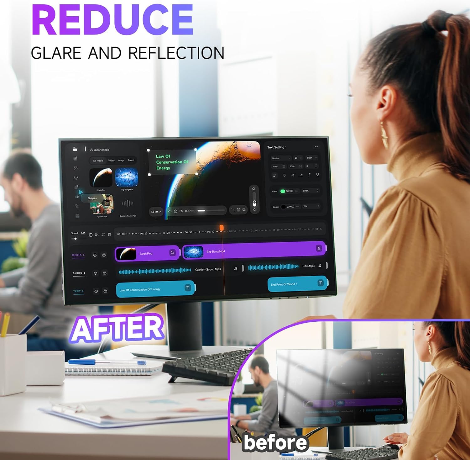 Detalle de IPROKKO 24 Inch Anti Blue Light Screen Protector