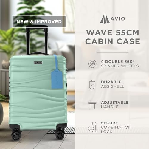 Thumbnail 1 de AVIO Wave Cabin Suitcase 55x40x20cm — Lightweight ABS Carry-On with 4 Double Spinner Wheels