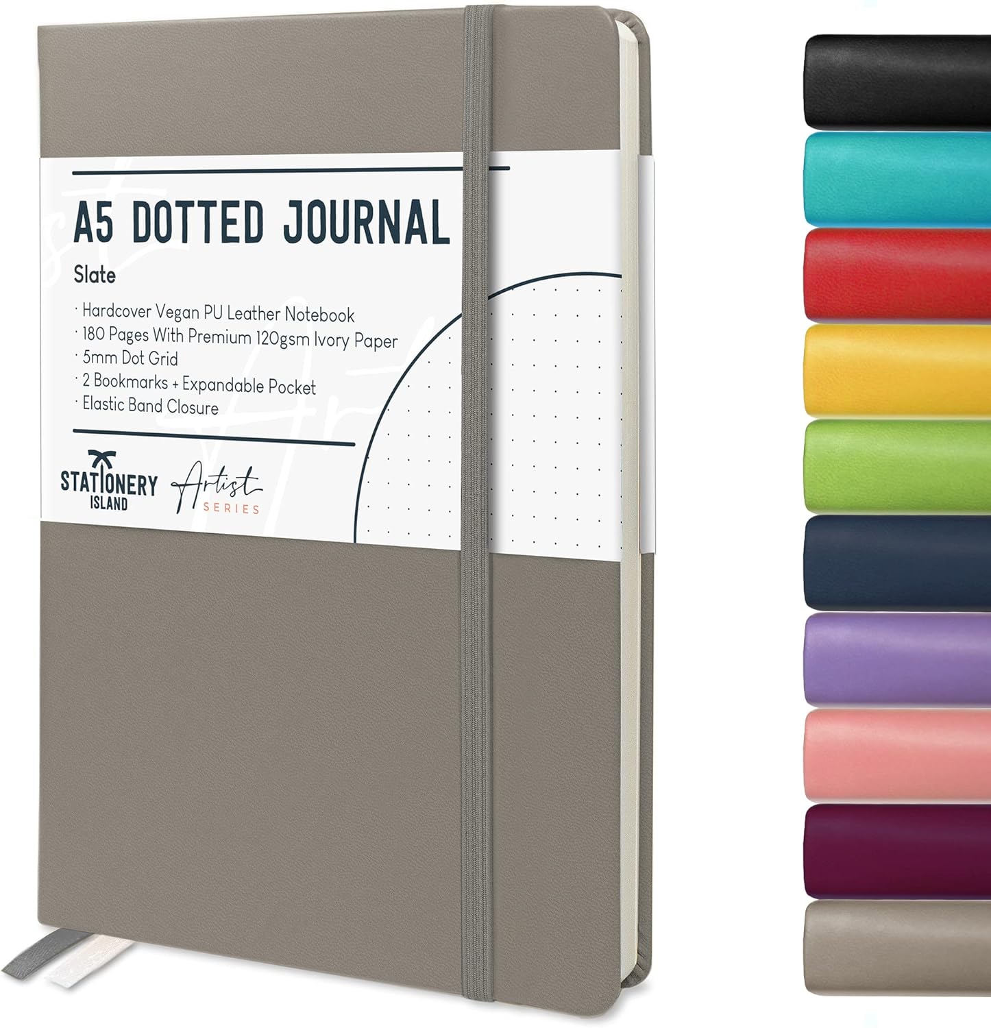Detalle de STATIONERY ISLAND A5 Bullet Dotted Journal (Hardcover, 180 pages, 120gsm) — Slate Grey