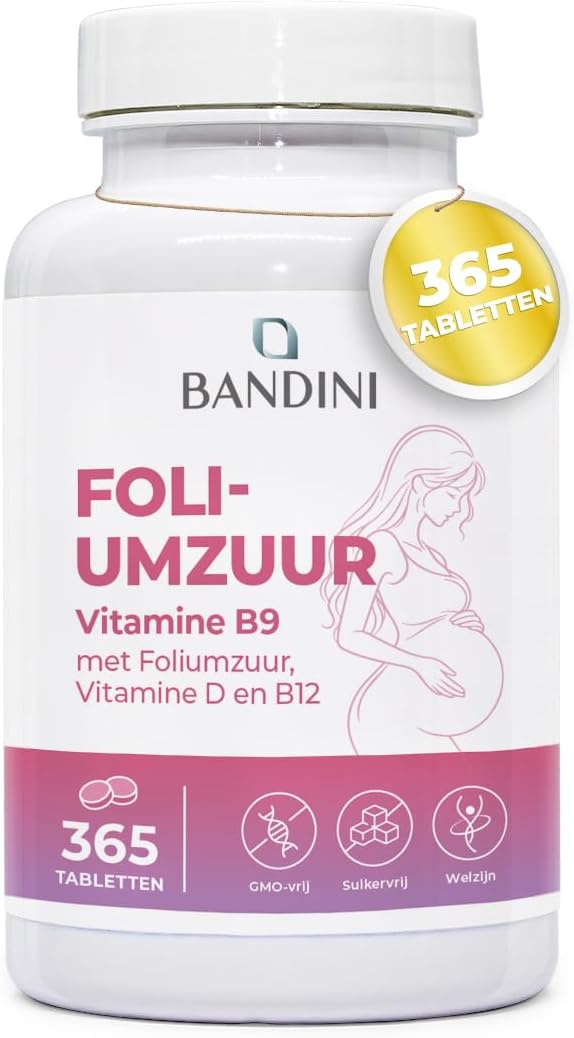 Detalle de BANDINI foliumzuur 400 µg, 365 tabletten met vitamine B12 en D3