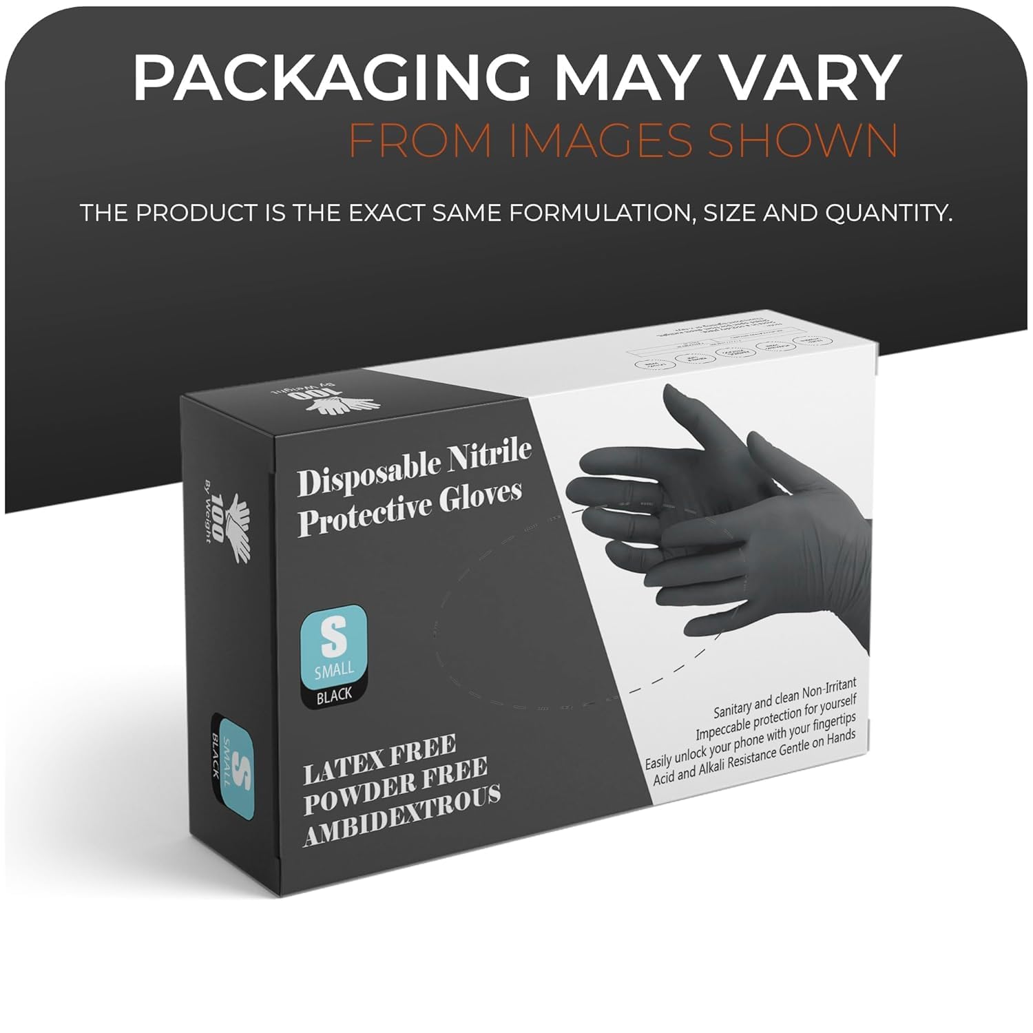 Detalle 2 de The Real Touch Black Nitrile Gloves – Extra Strong, Powder Free (Small) – Box of 100