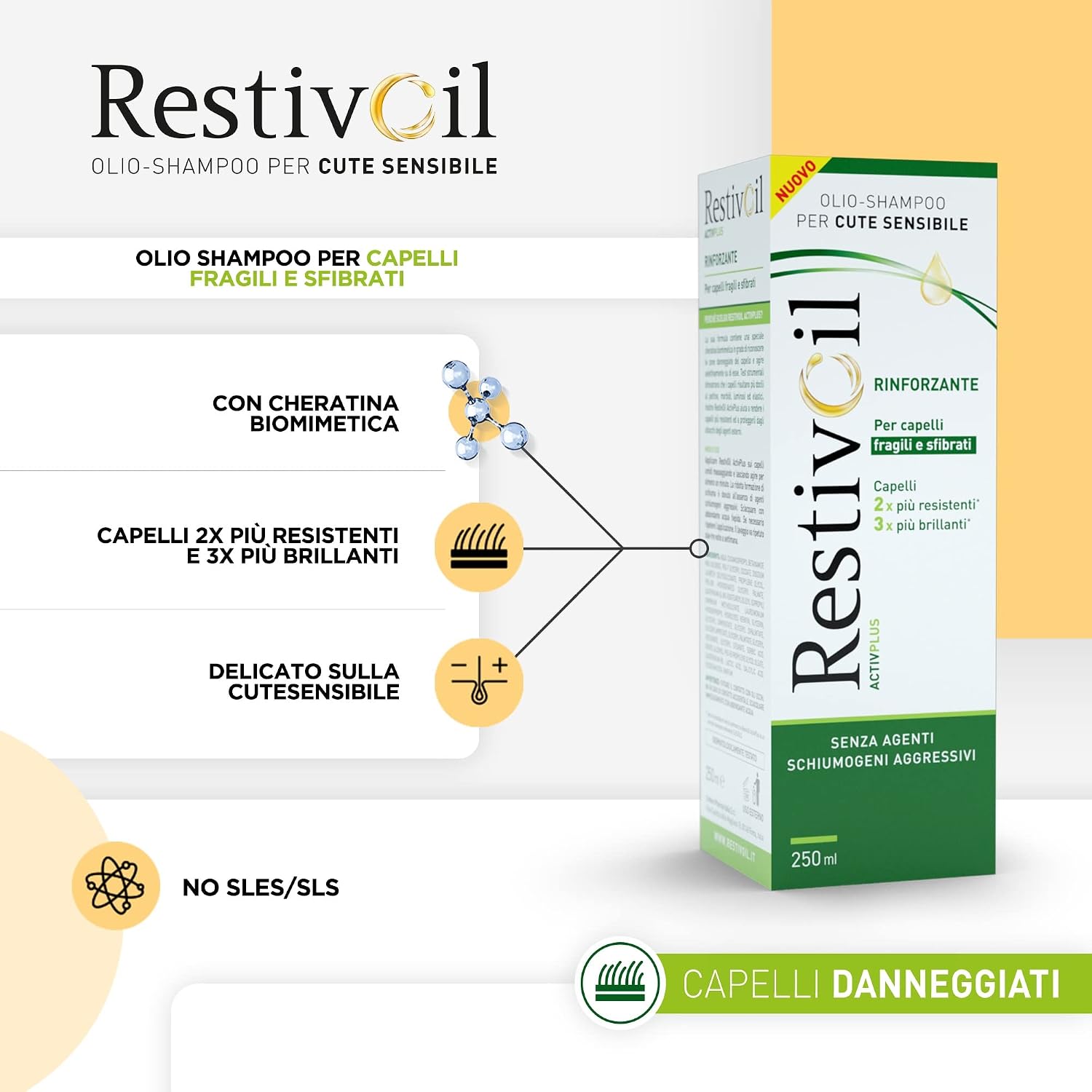 Thumbnail 1 de RestivOil Activplus Olio Shampoo Rinforzante per Capelli Fragili e Sfibrati, Senza Schiuma, 250 ml