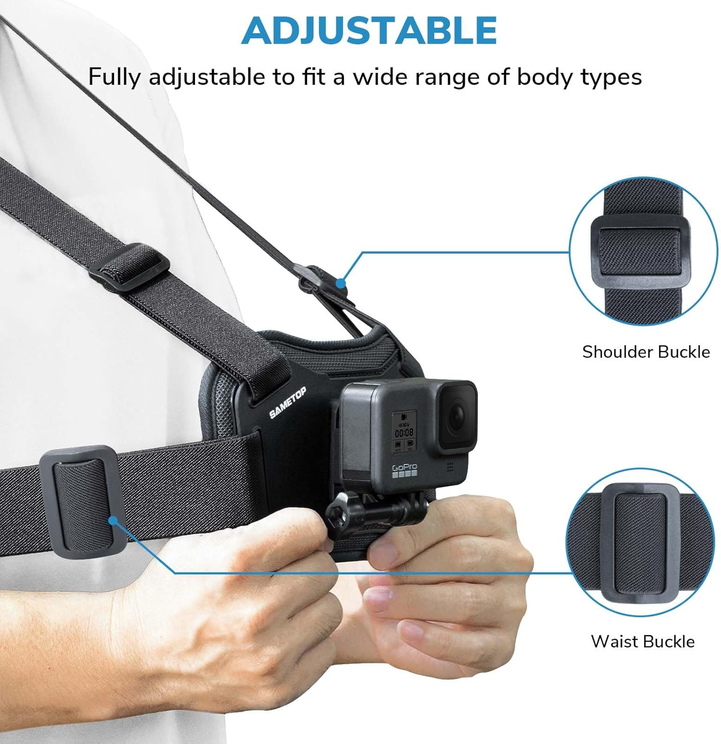 Detalle de Sametop Chest Mount Harness Chesty Strap for GoPro and Action Cameras